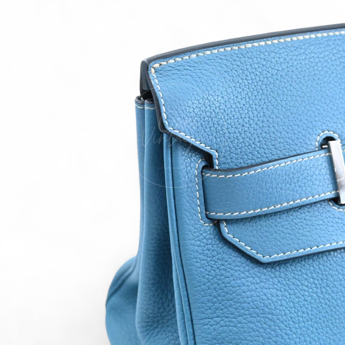 Hermes Shoulder Birkin Togo PHW Denim Blue Square M