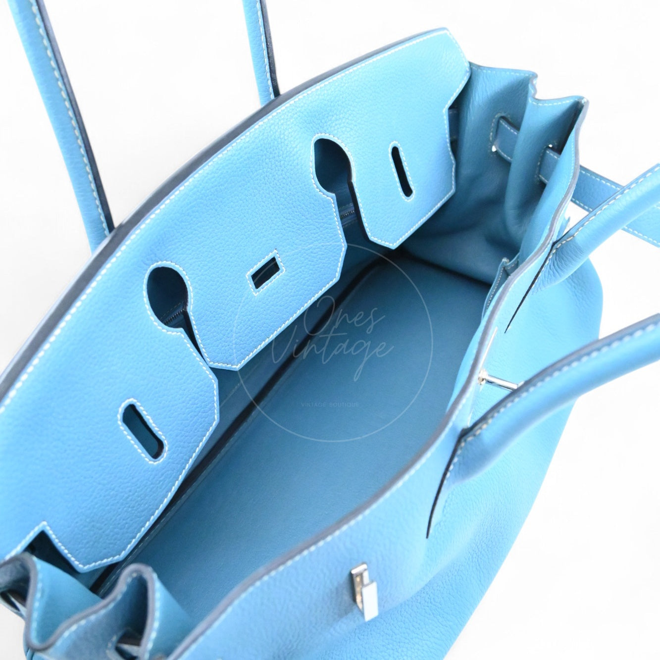 Hermes Shoulder Birkin Togo PHW Denim Blue Square M