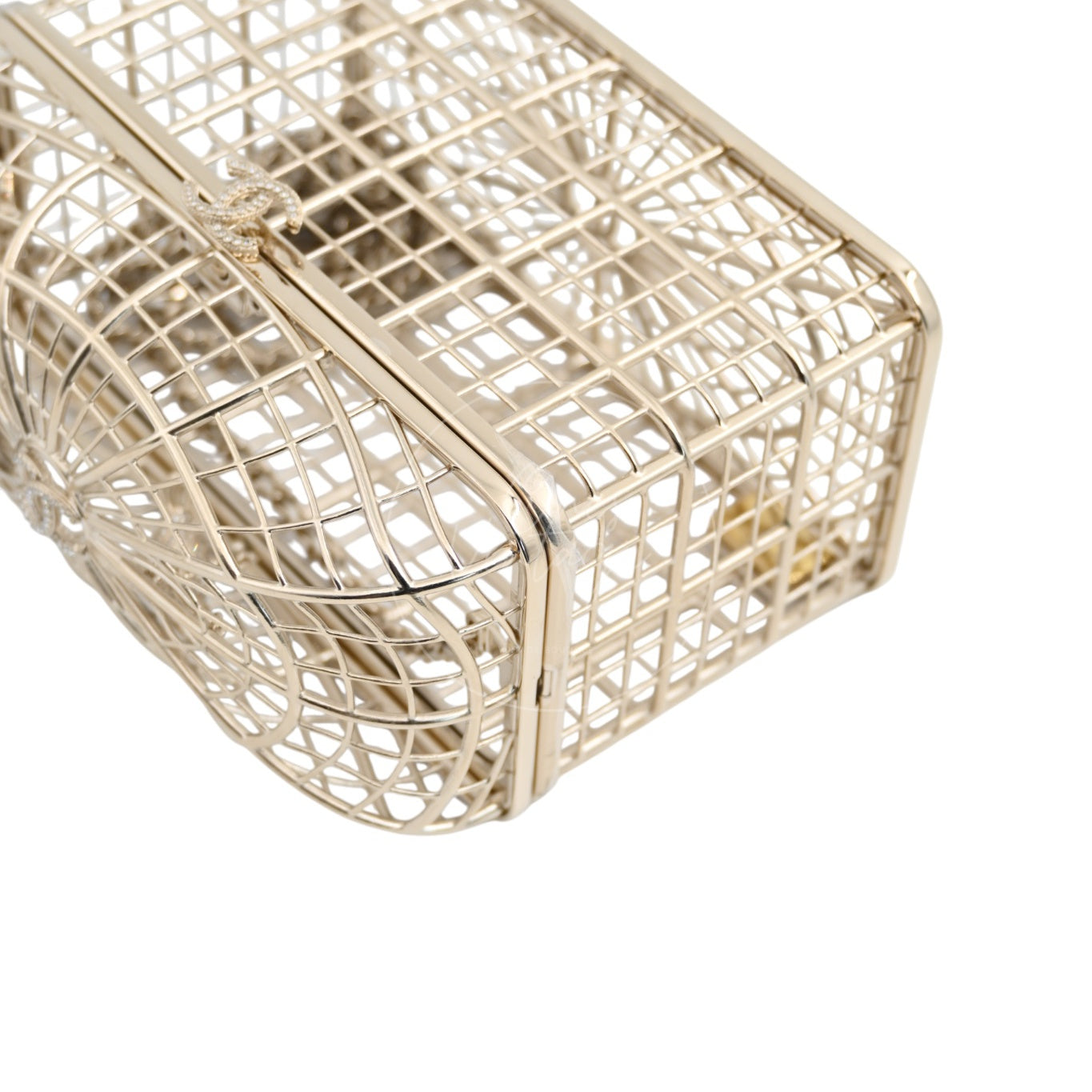 Chanel Bird Cage Minaudière in Gold-Tone Metal & Crystals Evening Handbag GHW Gold 2025