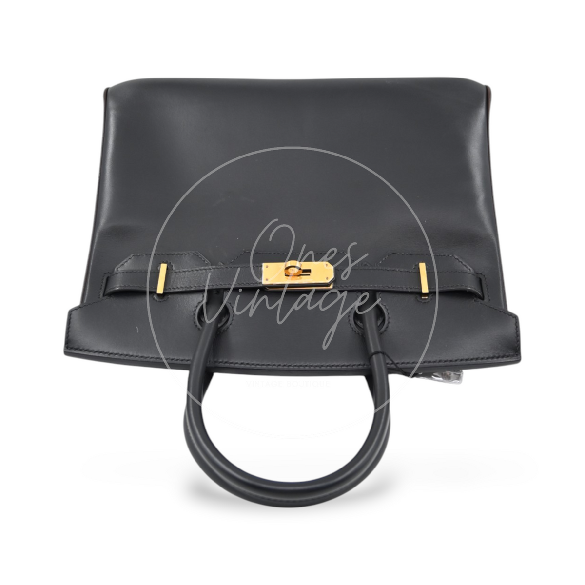 Hermes Birkin 30 Box Leather GHW Ébène and Black Square I