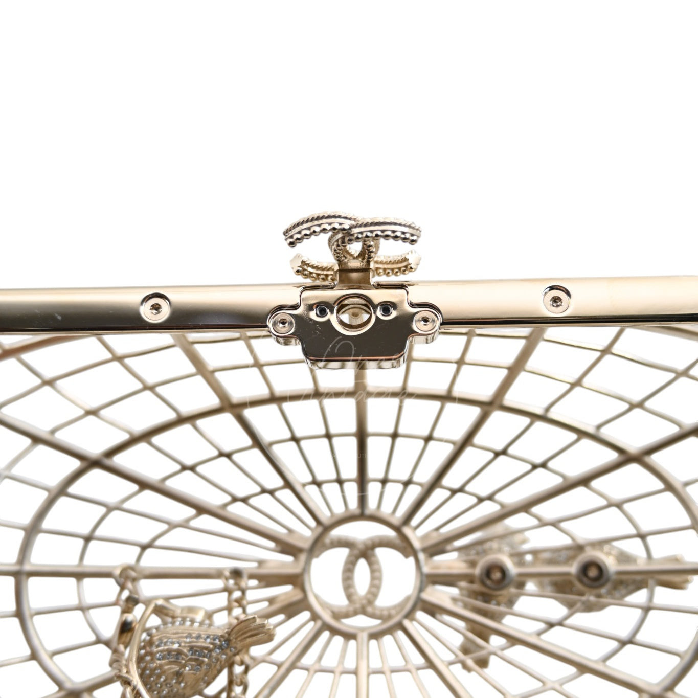 Chanel Bird Cage Minaudière in Gold-Tone Metal & Crystals Evening Handbag GHW Gold 2025