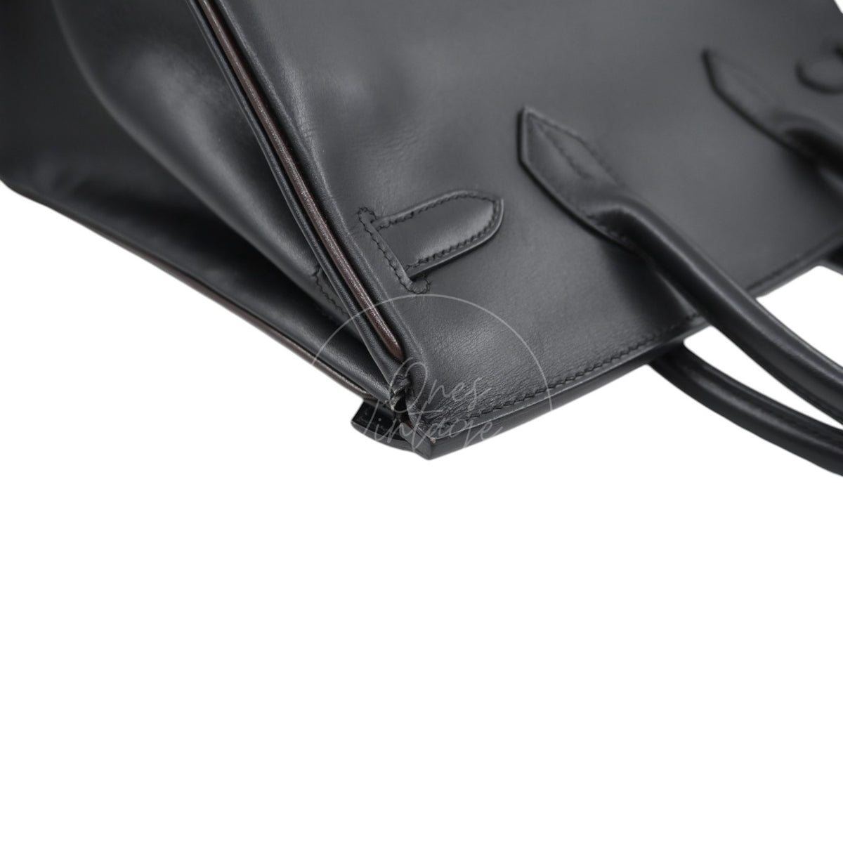 Hermes Birkin 30 Box Leather GHW Ébène and Black Square I