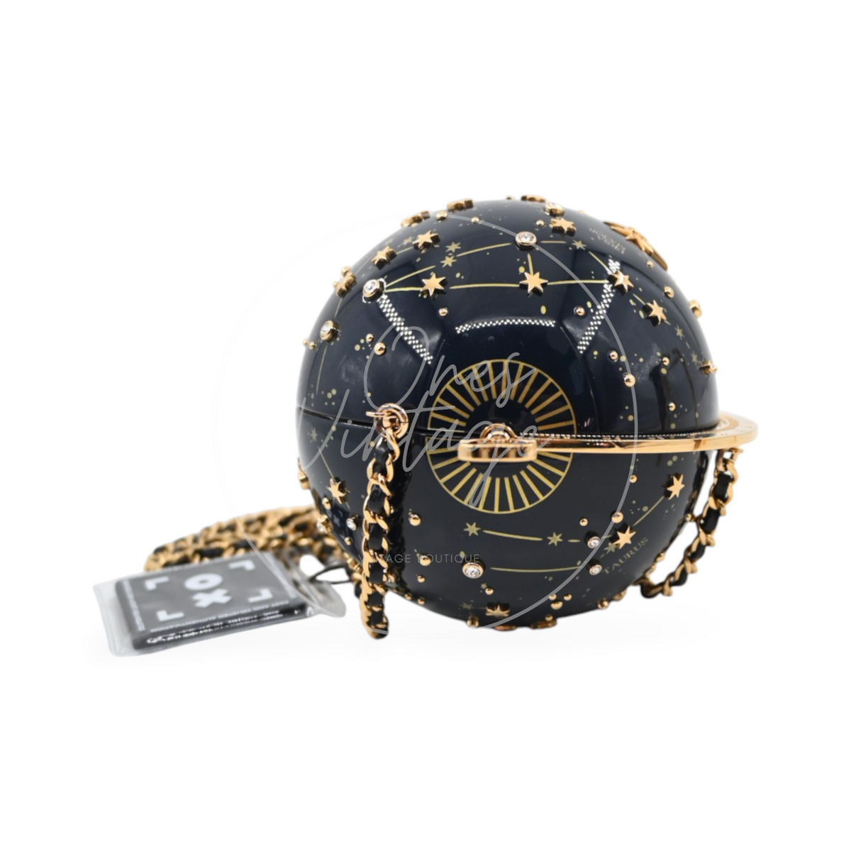 Chanel Constellation Globe Minaudiè Resin Strass GHW Dark Blue Gold Series KX