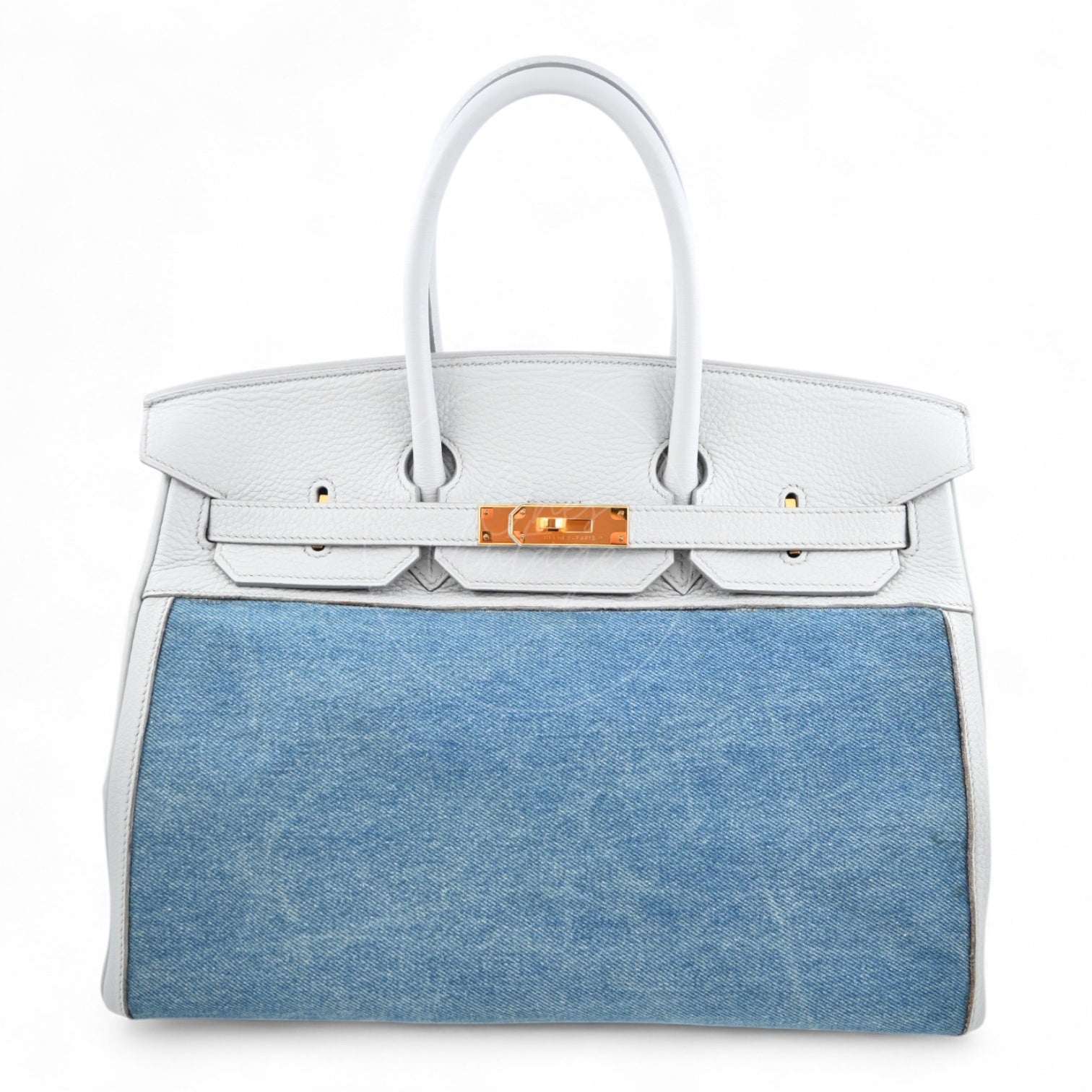 Hermes Birkin 35 TC GHW Gris Pale x Denim Blue Square F