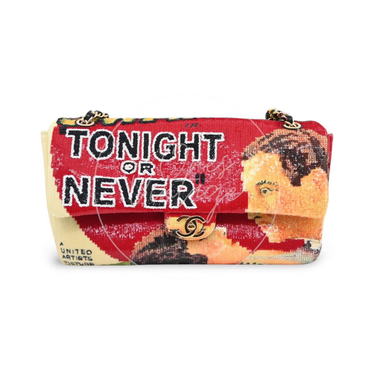 Chanel Tonight Or Never Maxi Flap Bag Red Multicolour Sequins GHW Series TE