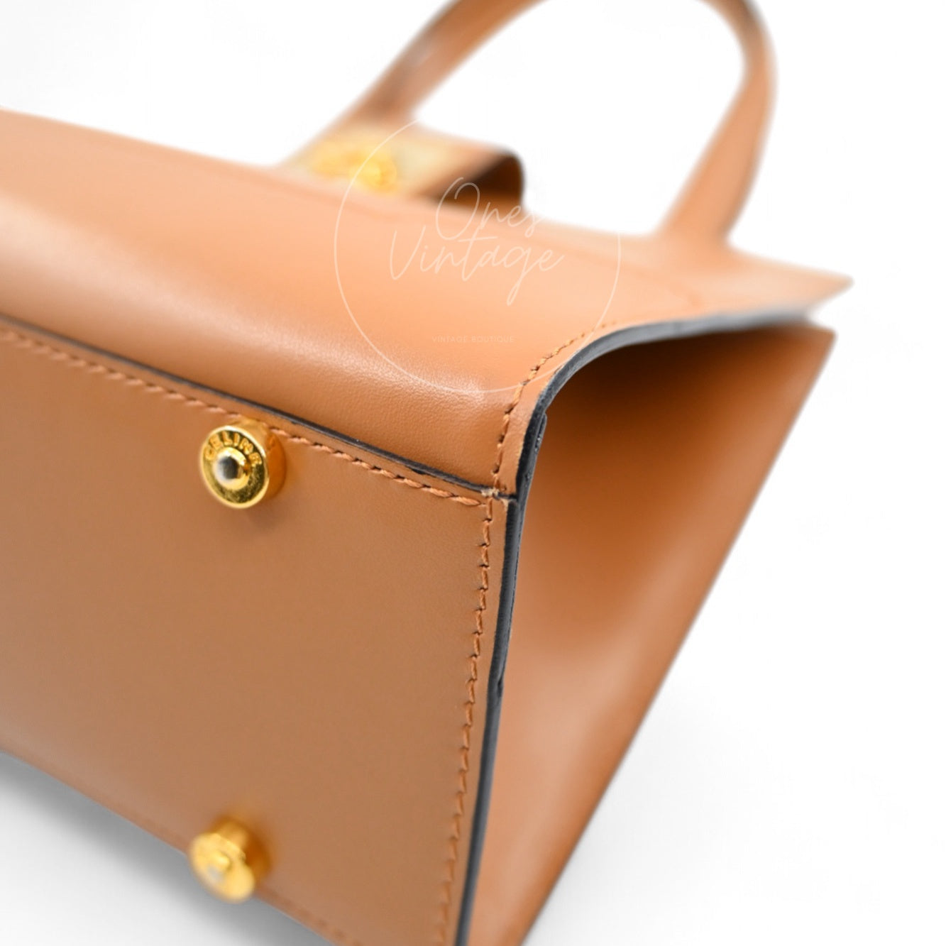 Celine Beige Smooth Calfskin Hand Bag Caramel