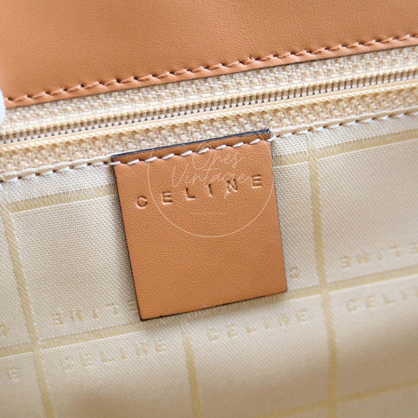 Celine Beige Smooth Calfskin Hand Bag Caramel