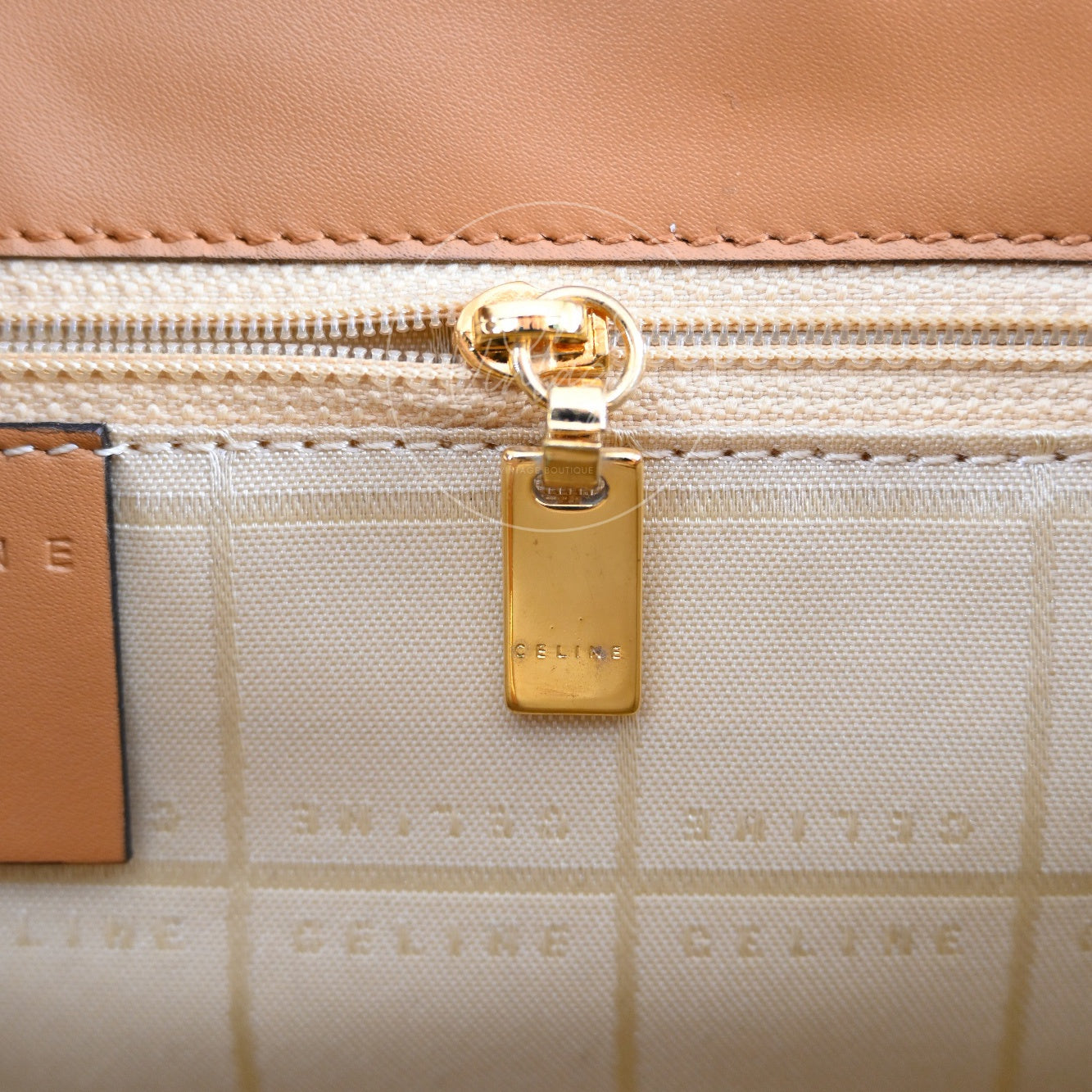 Celine Beige Smooth Calfskin Hand Bag Caramel