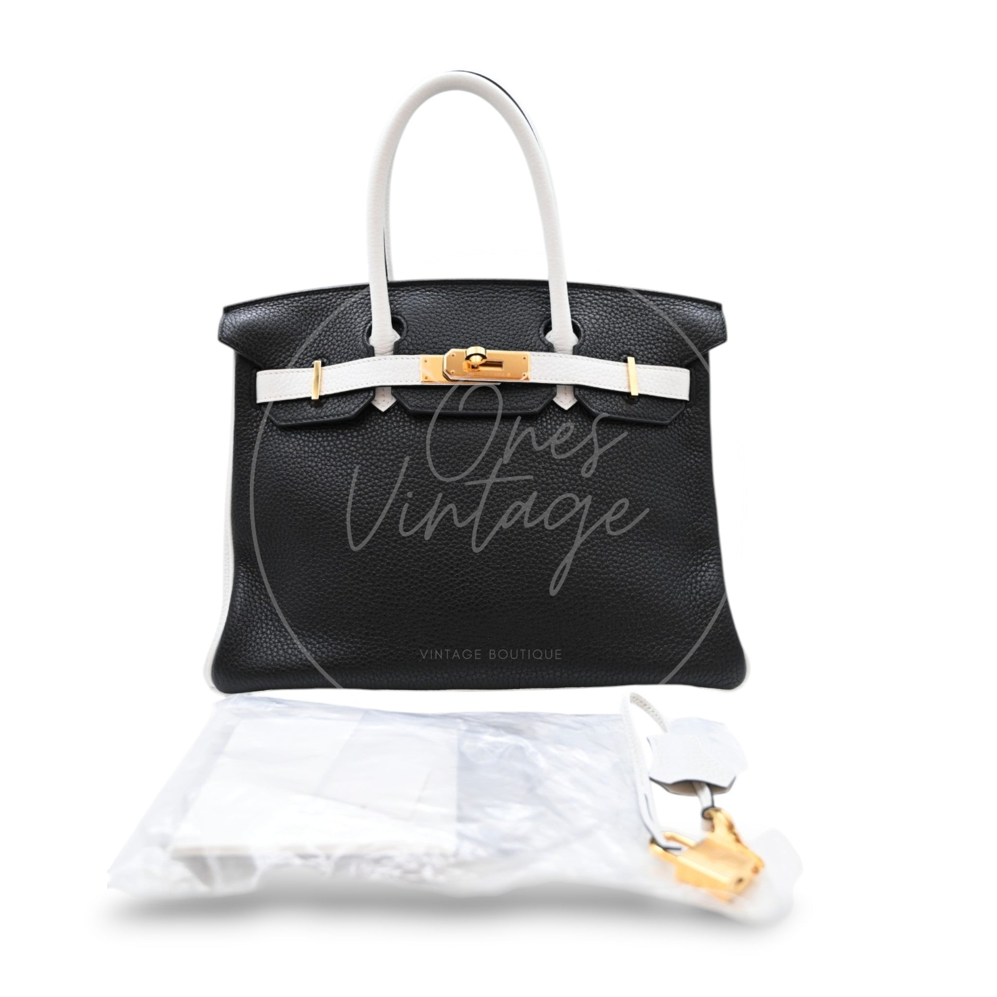 Hermes Birkin 30 HSS GHW Black and White Stamp C