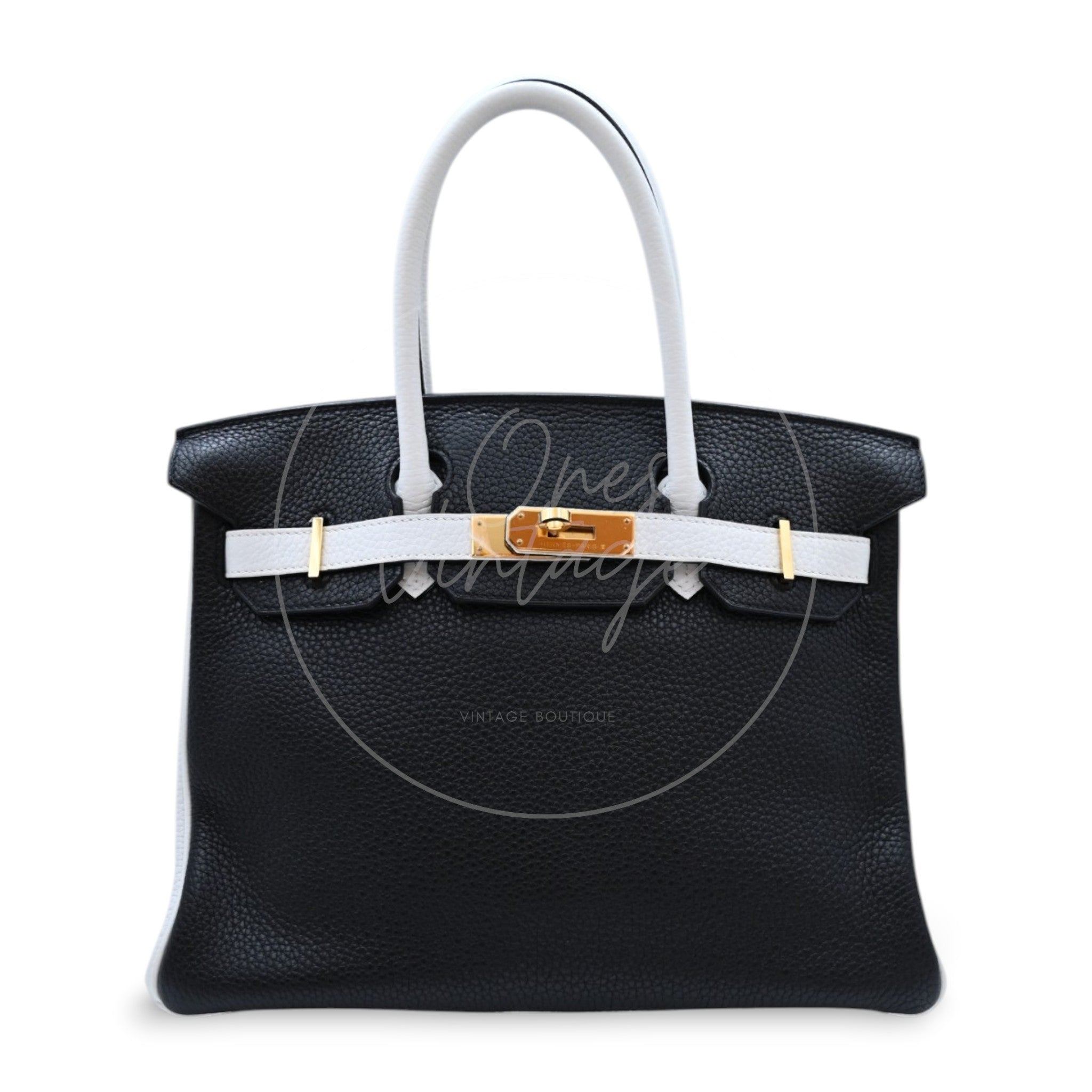 Hermes Birkin 30 HSS GHW Black and White Stamp C