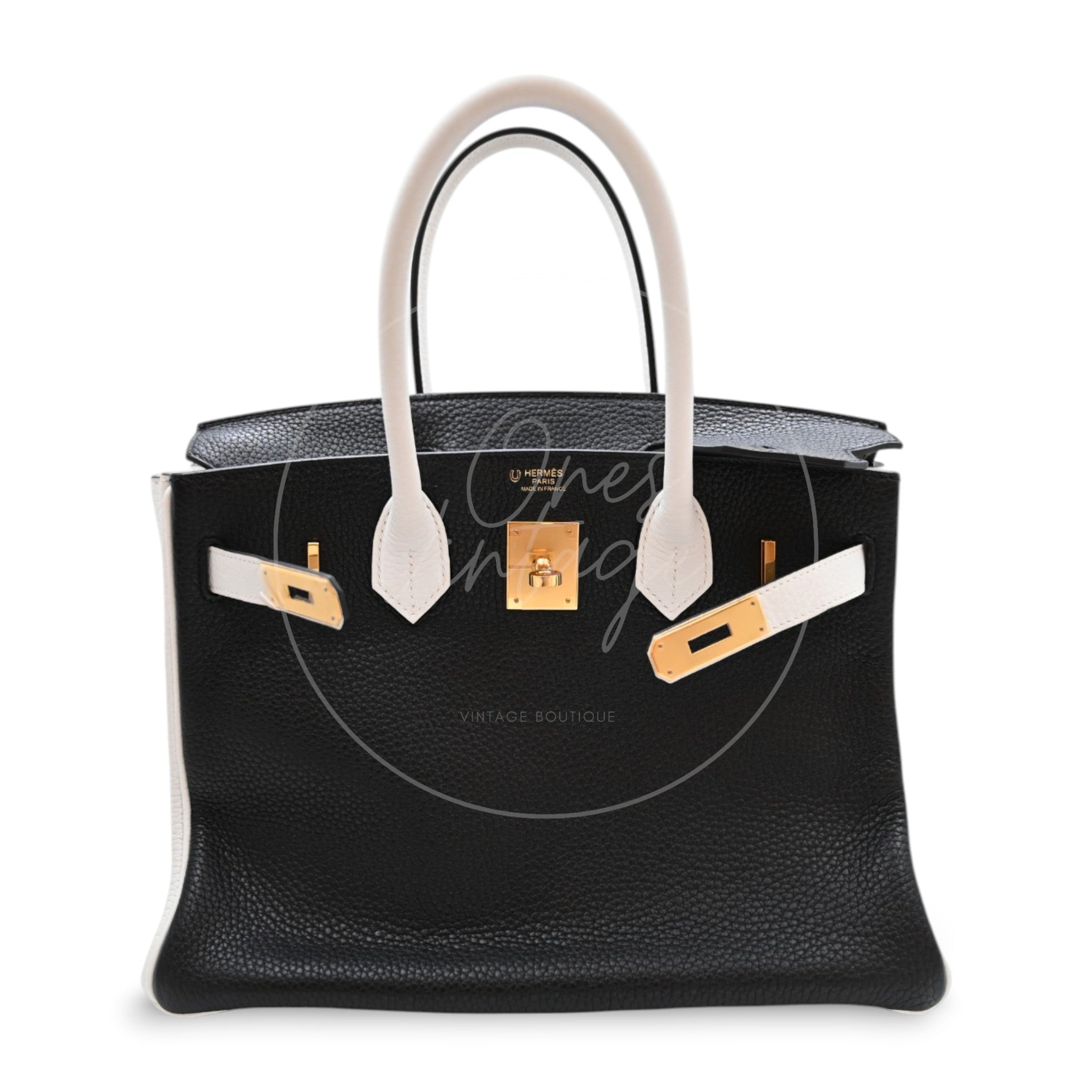 Hermes Birkin 30 HSS GHW Black and White Stamp C