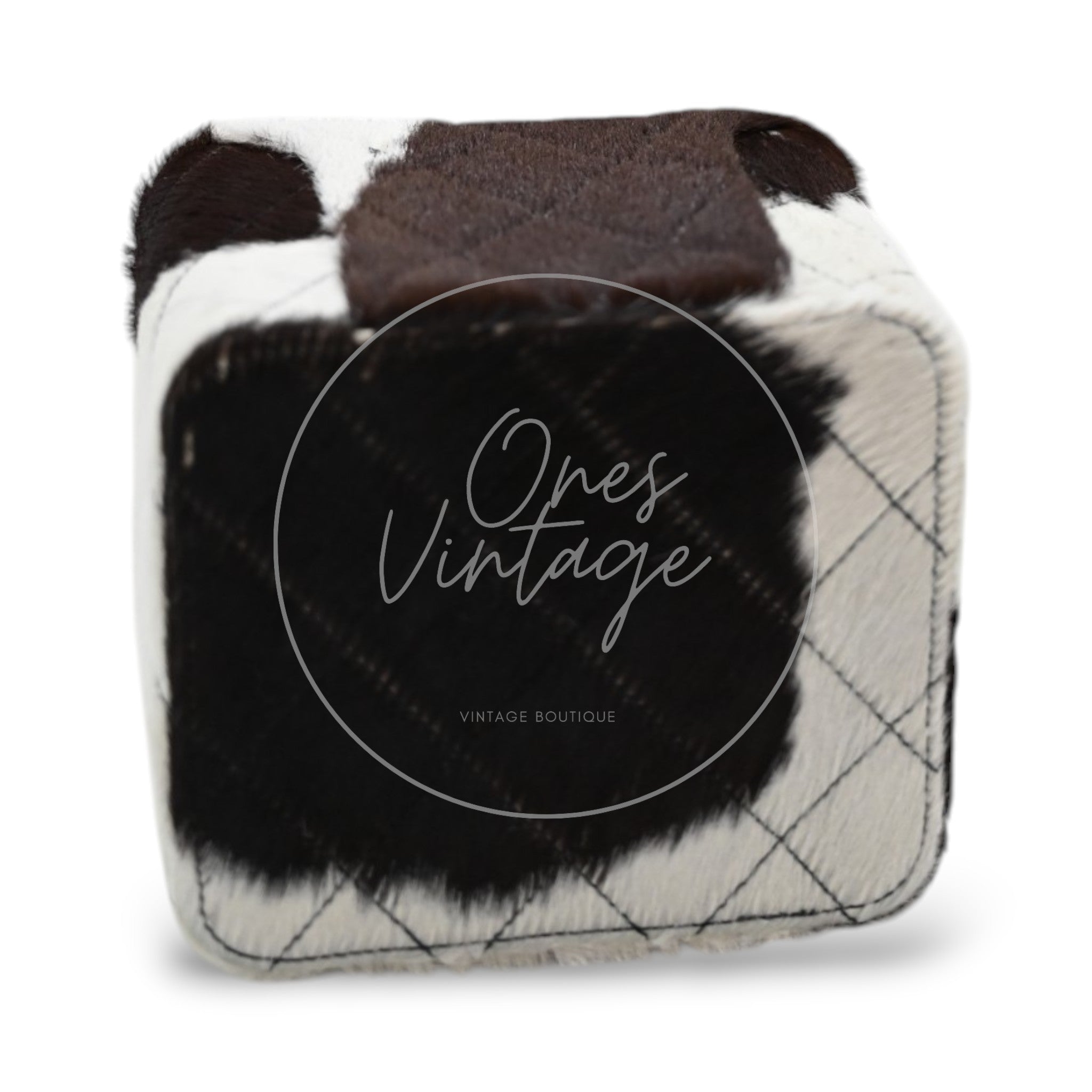 Chanel Square Vanity Box Brown and White Cow Print Pony Hair Antique Ghw Series 3
