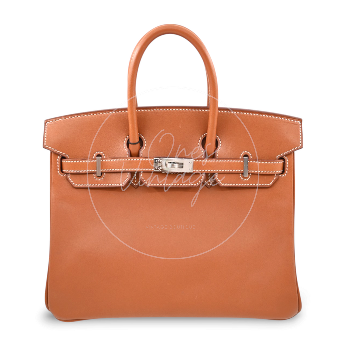 Hermes Birkin 25 Smooth Barenia PHW Gold Stamp D