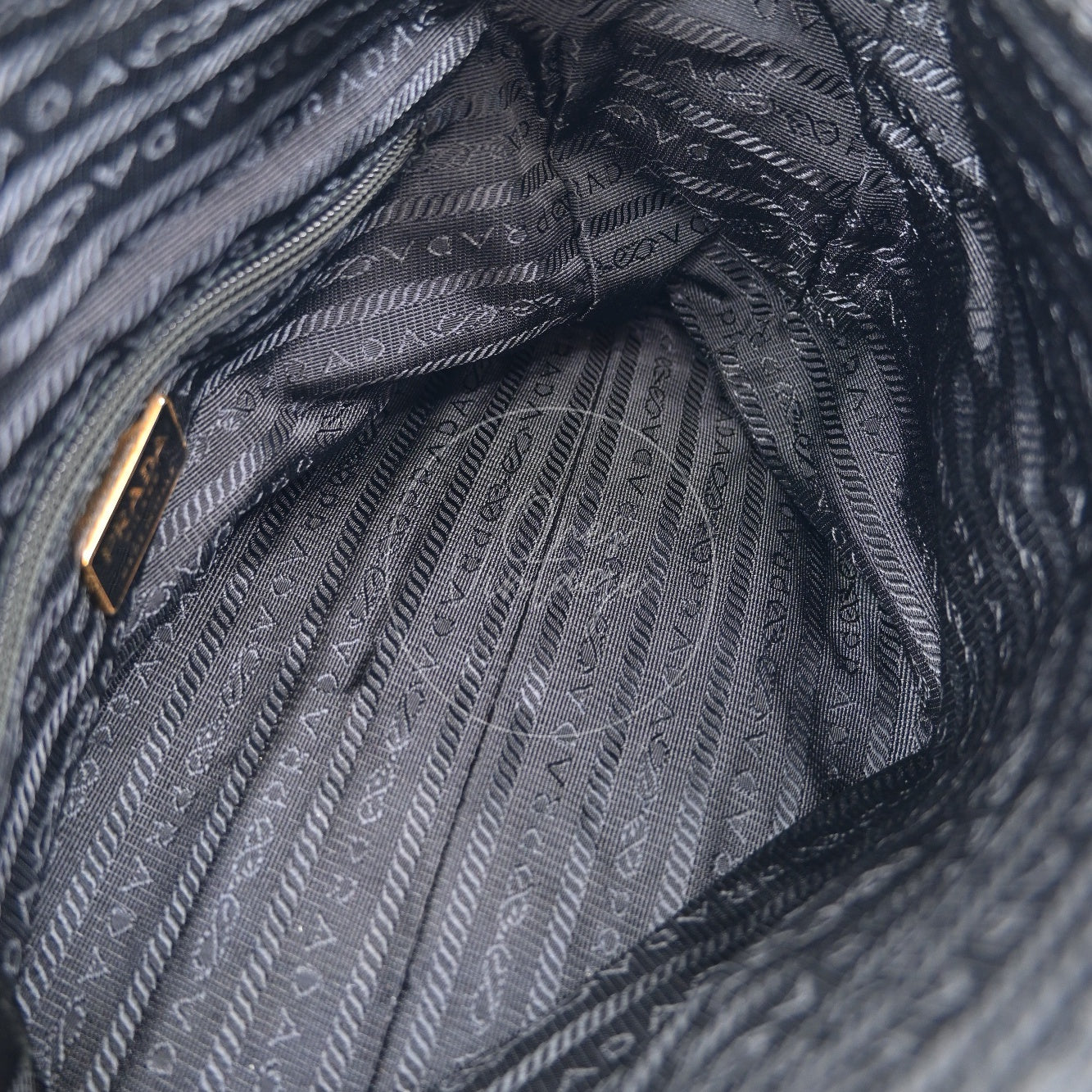 Prada 1BD630 Vintage Nylon Shoulder Tote Bag GHW Black