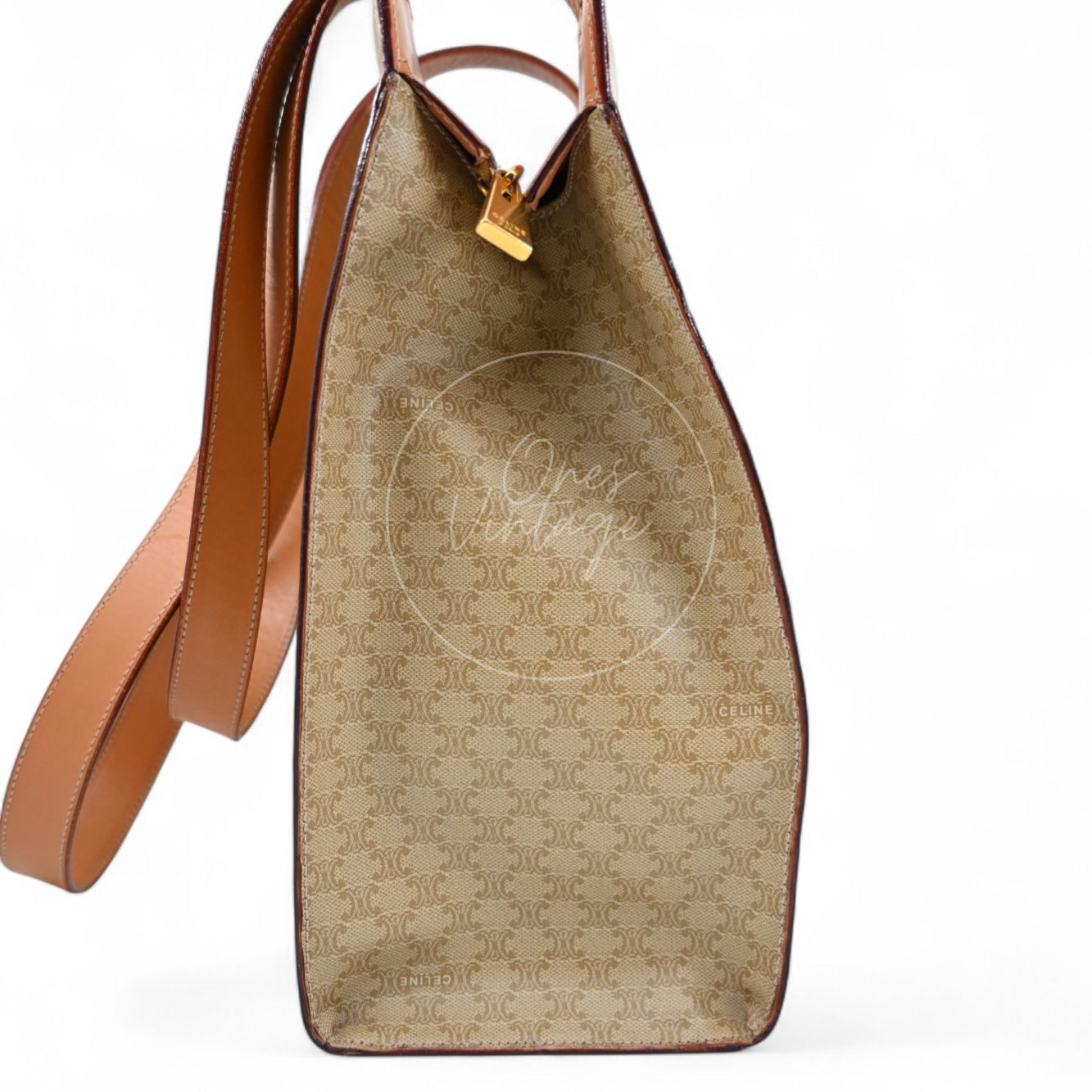 Celine Beige Monogram Tote Bag GHW Brown