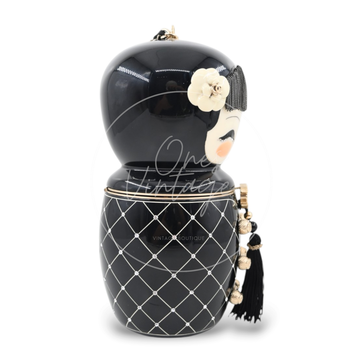 Chanel Resin Paris-Shanghai Doll Evening Bag GHW Black Series 12
