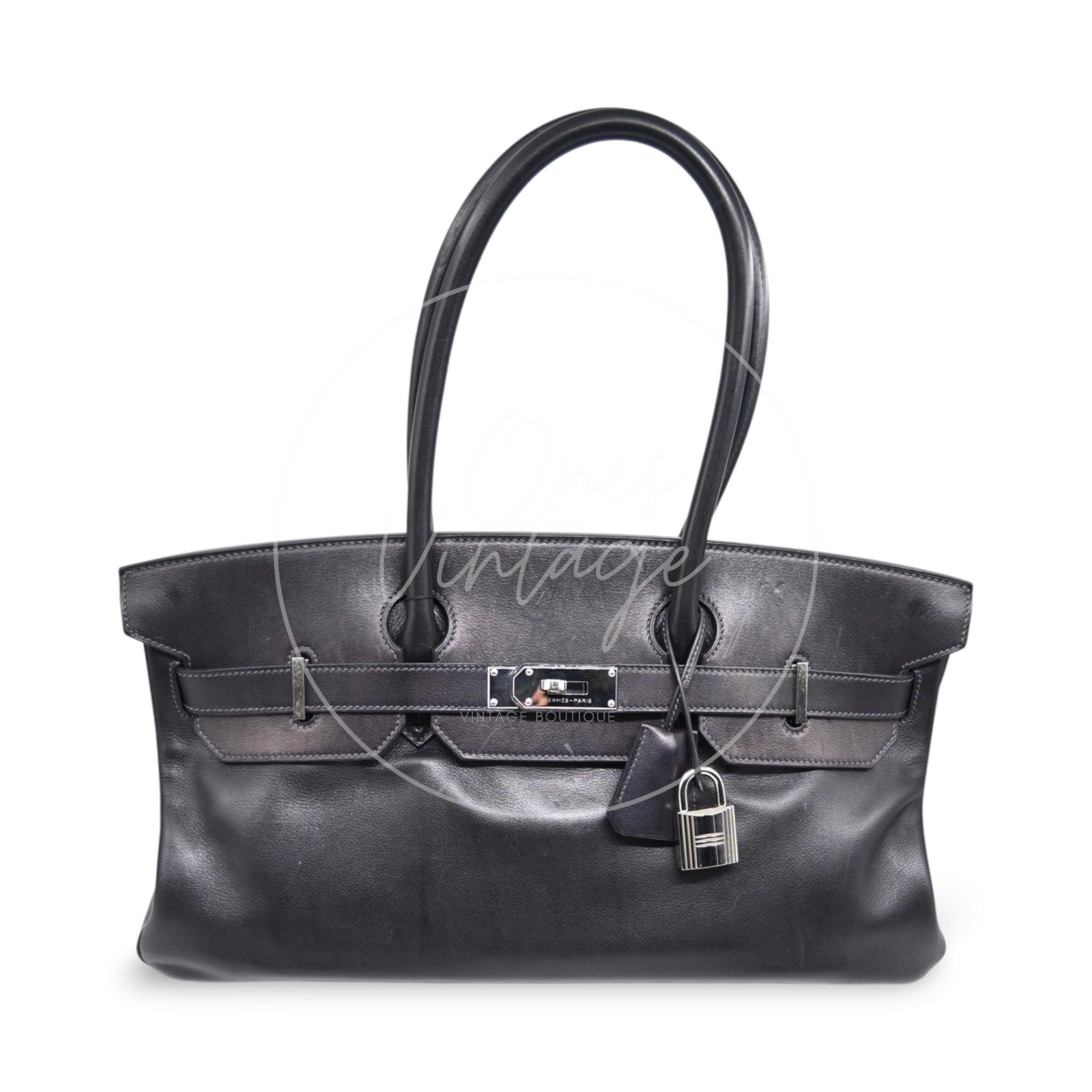 Hermes Birkin Shoulder 42 PHW Black Square N
