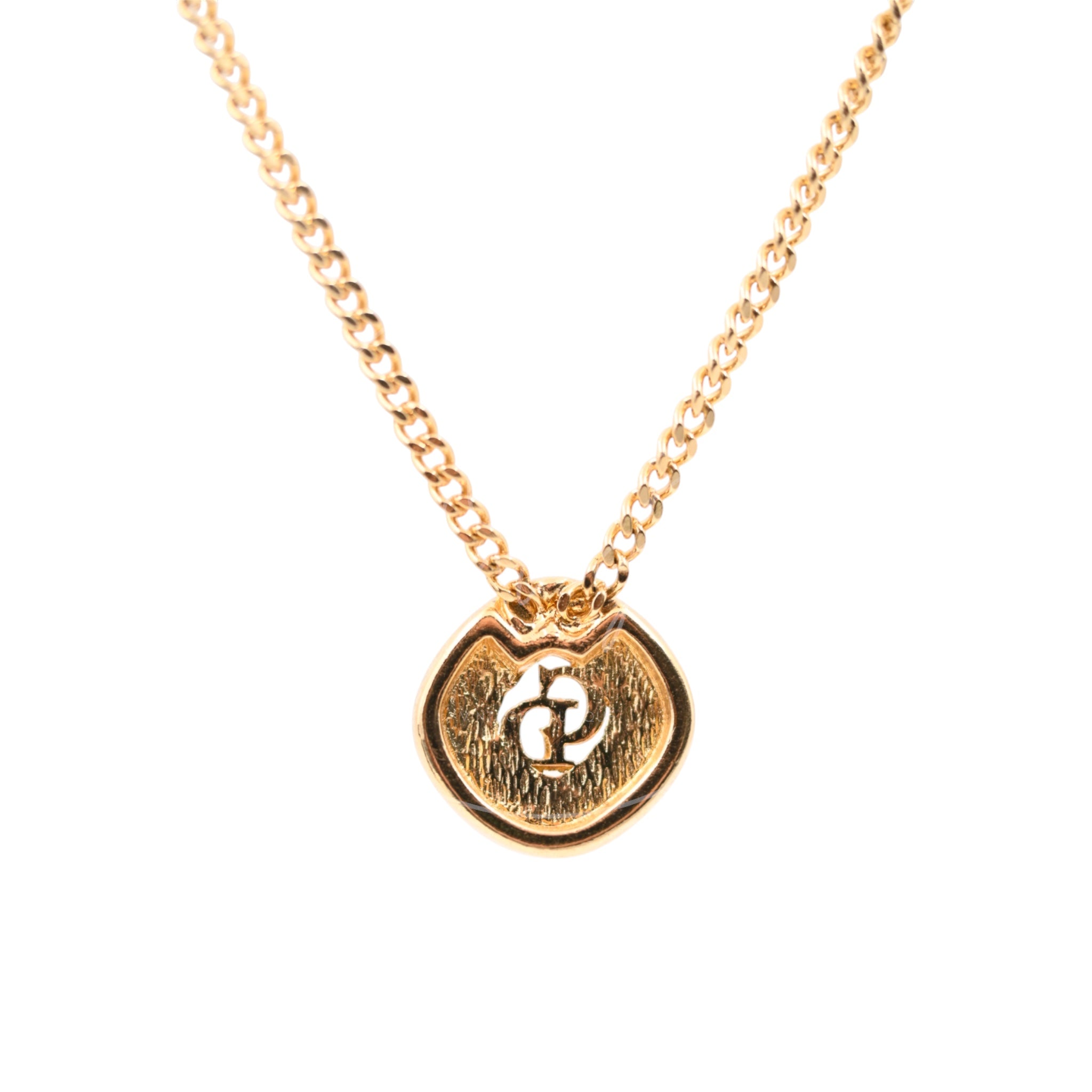 Dior Vintage 80s CD Logo Rhinestone Necklace
