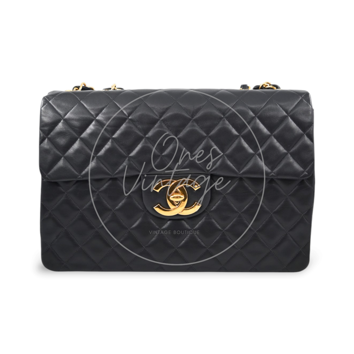 Chanel Maxi 34cm Black Flap Bag GHW Series 2