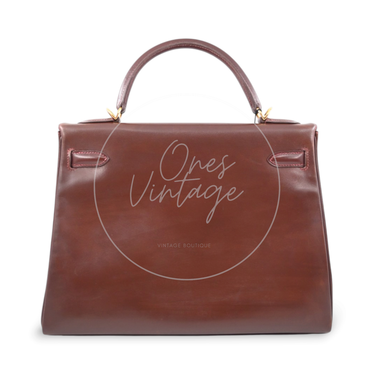 Hermès Kelly 32 Box Calfskin Leather GHW Brown Square E