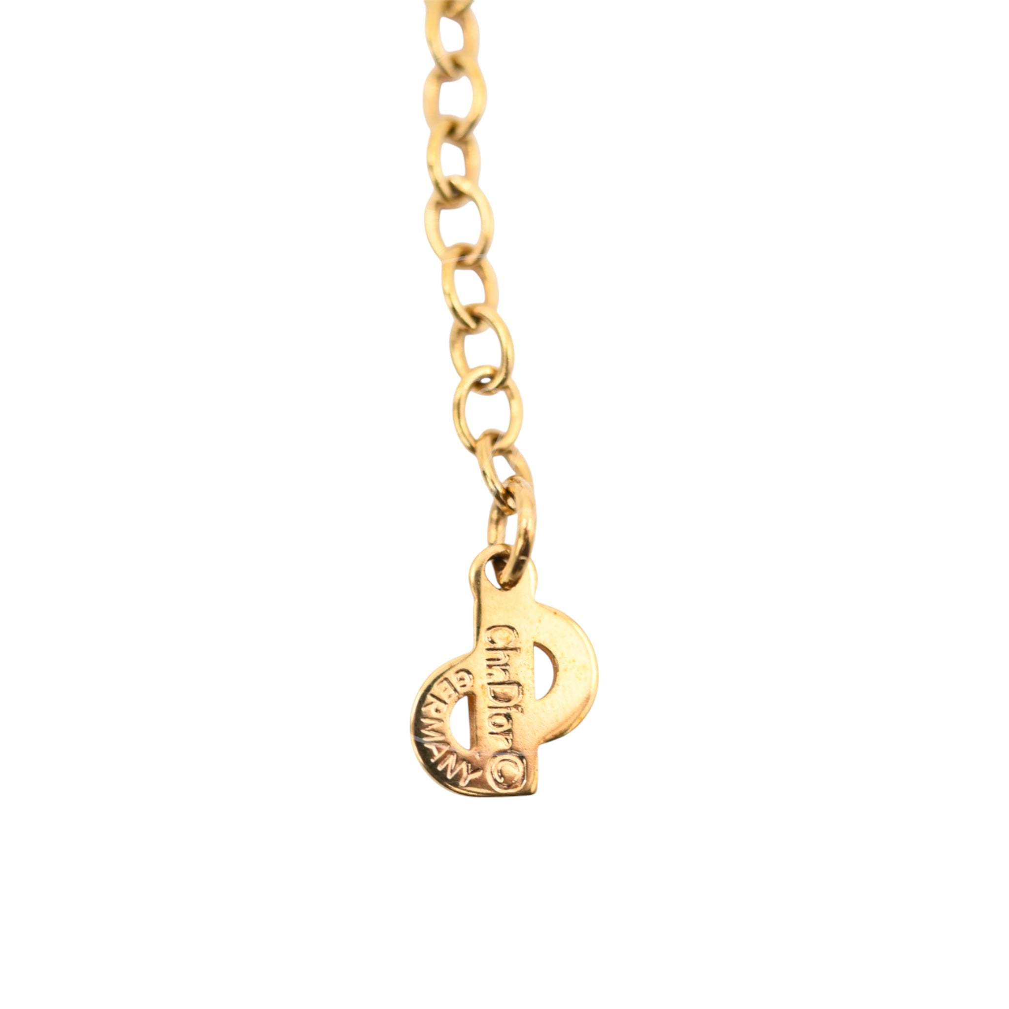Dior Gold CD Logo Drop Shape Pendent Necklace