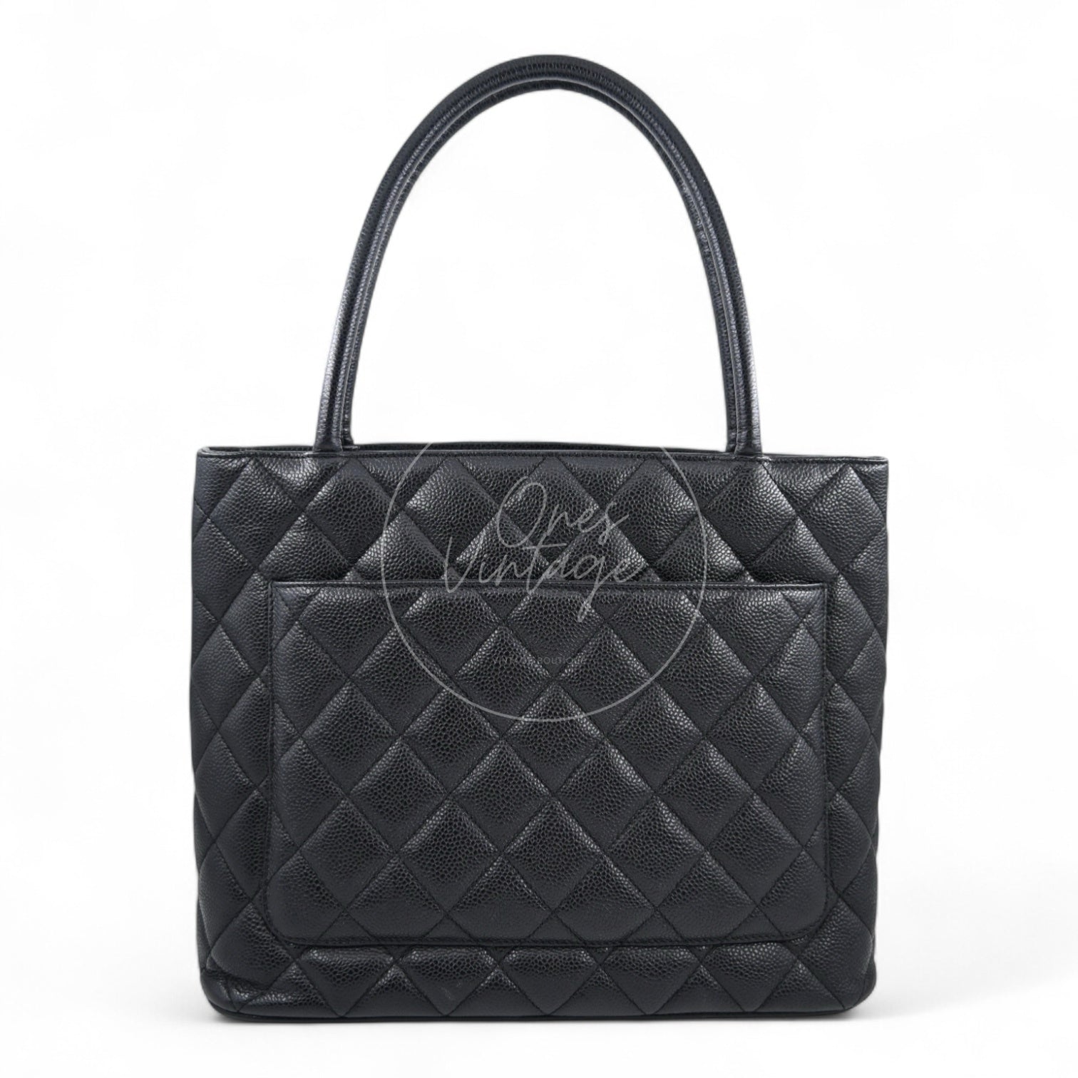 Chanel Black Caviar Vintage Medallion Tote Bag GHW Black Series 6
