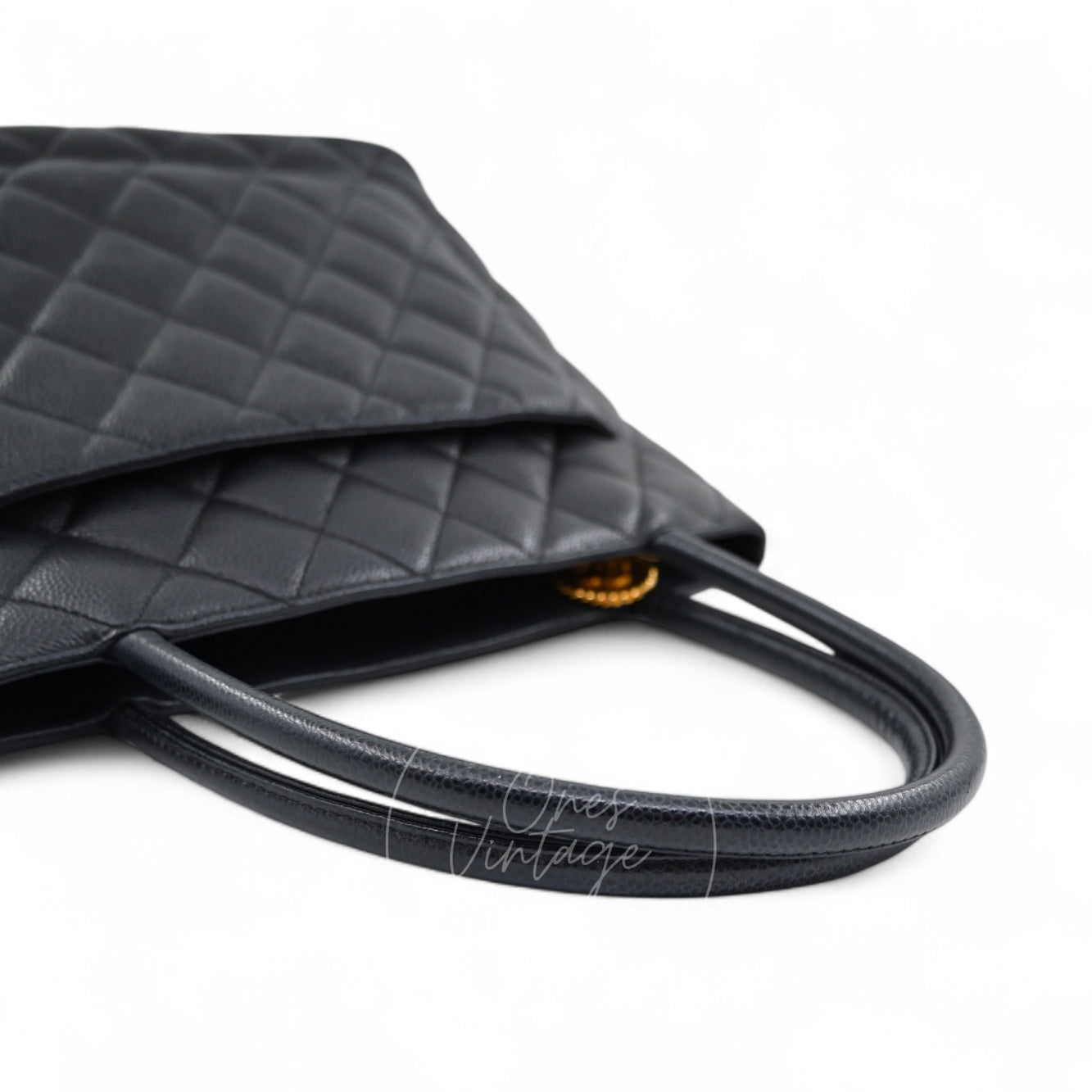 Chanel Black Caviar Vintage Medallion Tote Bag GHW Black Series 6