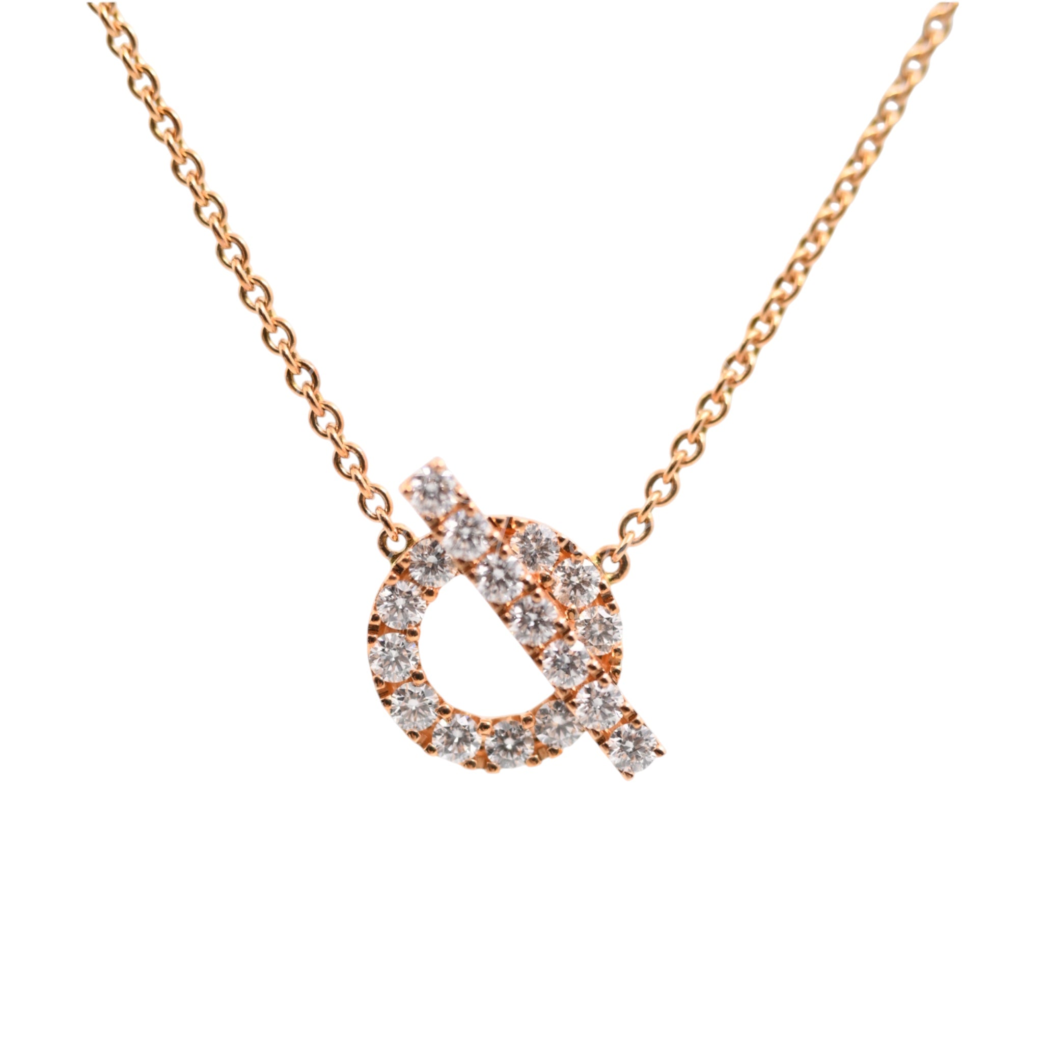 Hermes K18 Pink Gold With Diamond Finesse Necklace