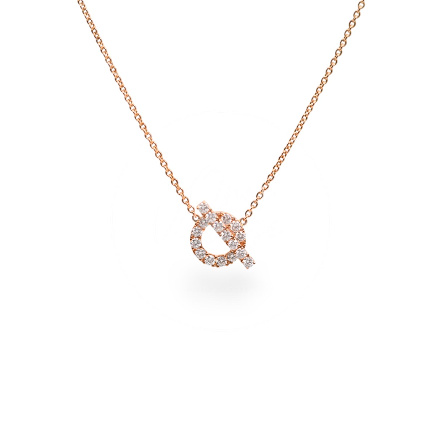 Hermes K18 Pink Gold With Diamond Finesse Necklace