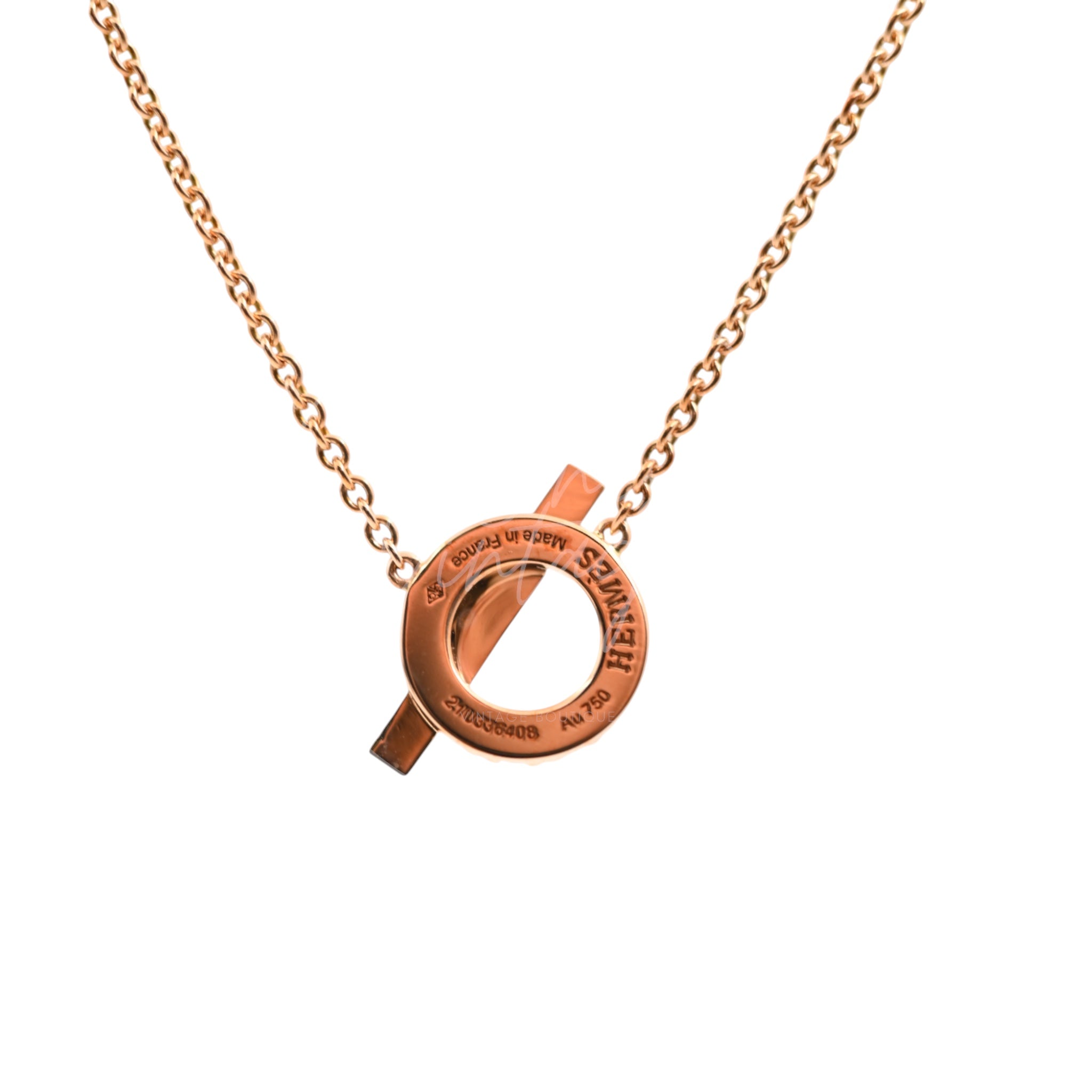 Hermes K18 Pink Gold With Diamond Finesse Necklace