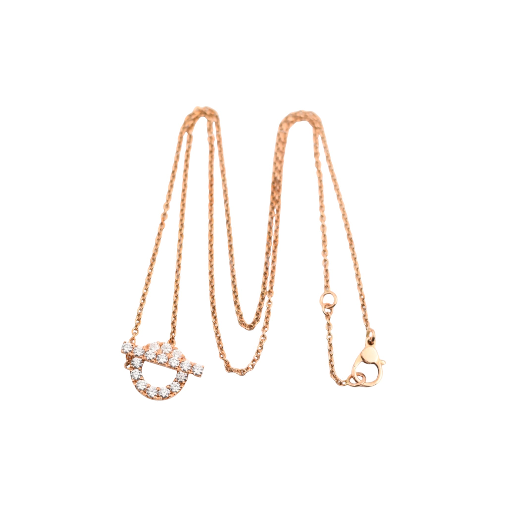 Hermes K18 Pink Gold With Diamond Finesse Necklace