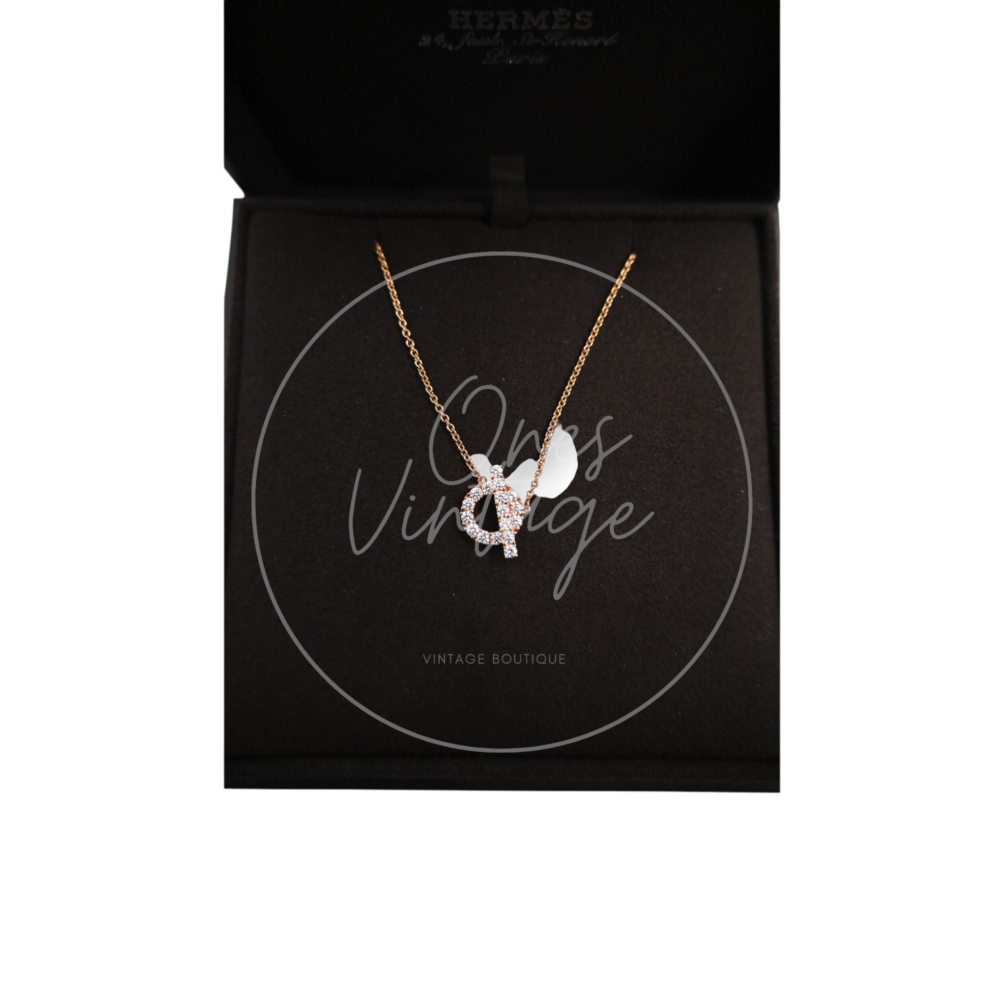 Hermes K18 Pink Gold With Diamond Finesse Necklace