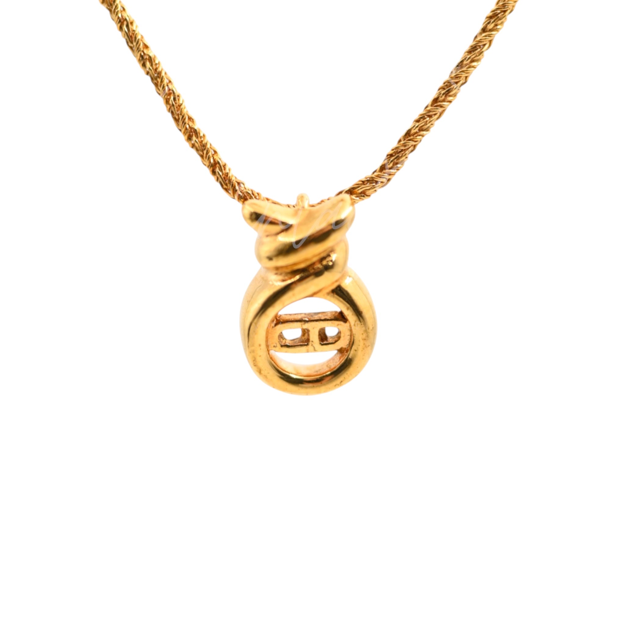 Dior Vintage Gold CD Logo Twist Knot Necklace