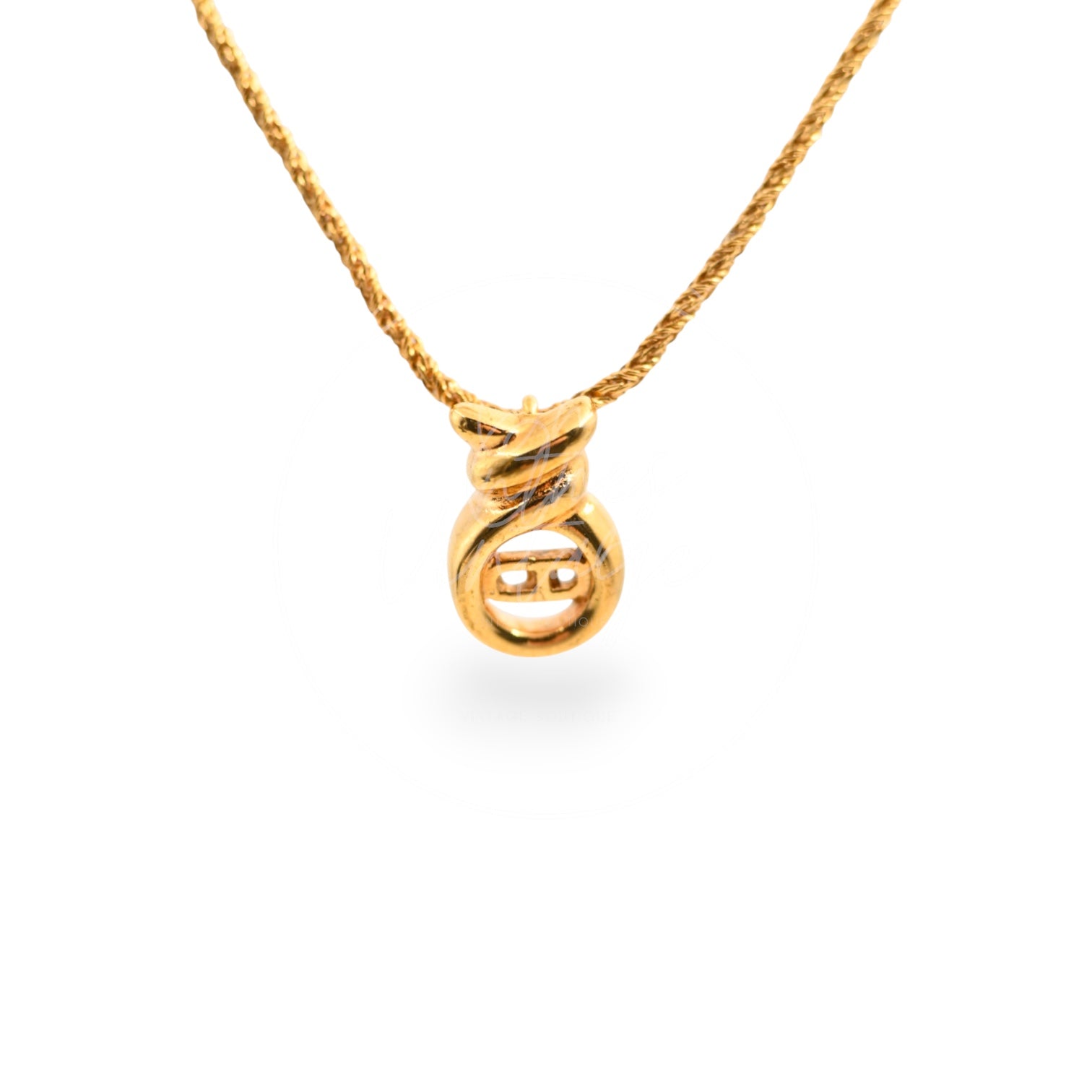Dior Vintage Gold CD Logo Twist Knot Necklace