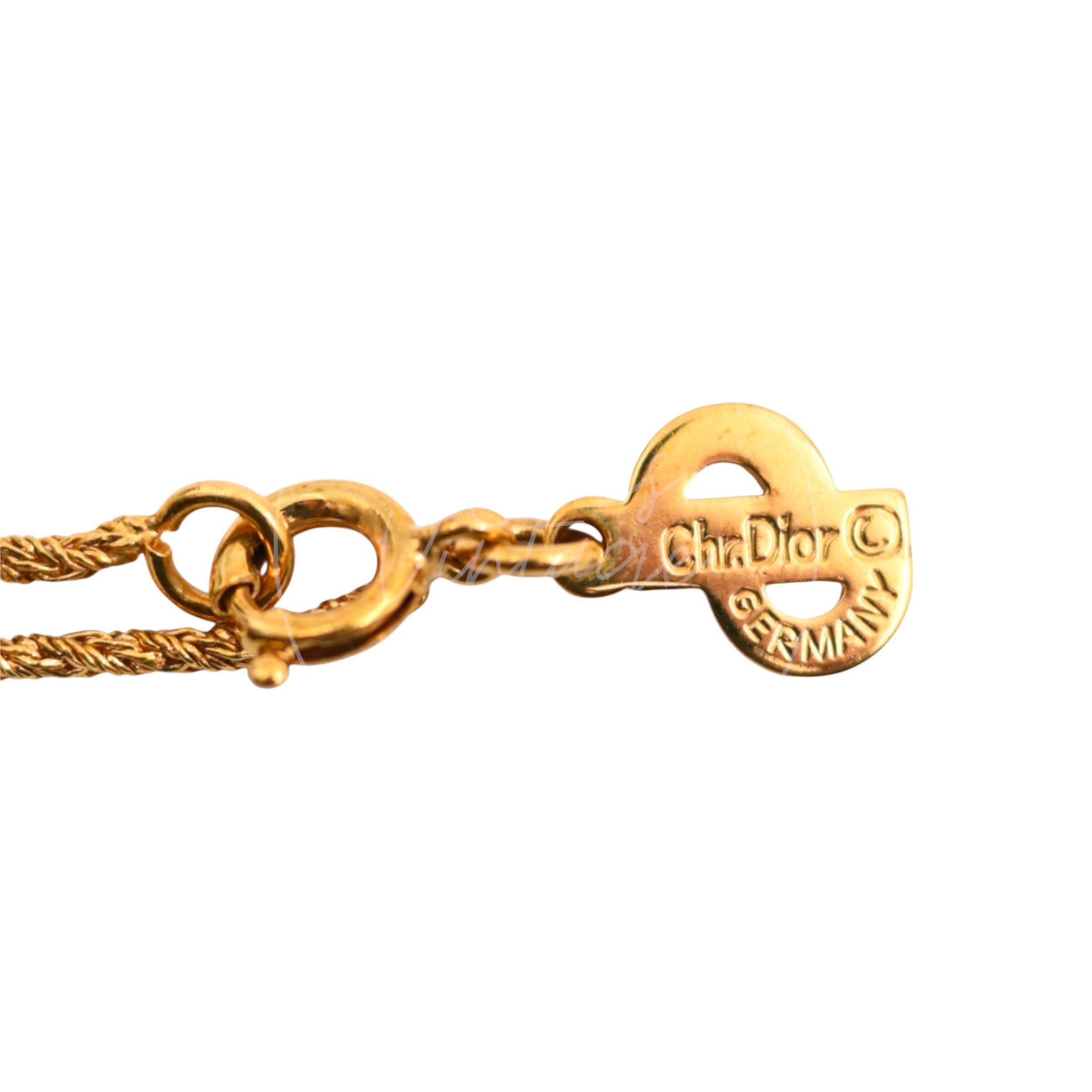 Dior Vintage Gold CD Logo Twist Knot Necklace