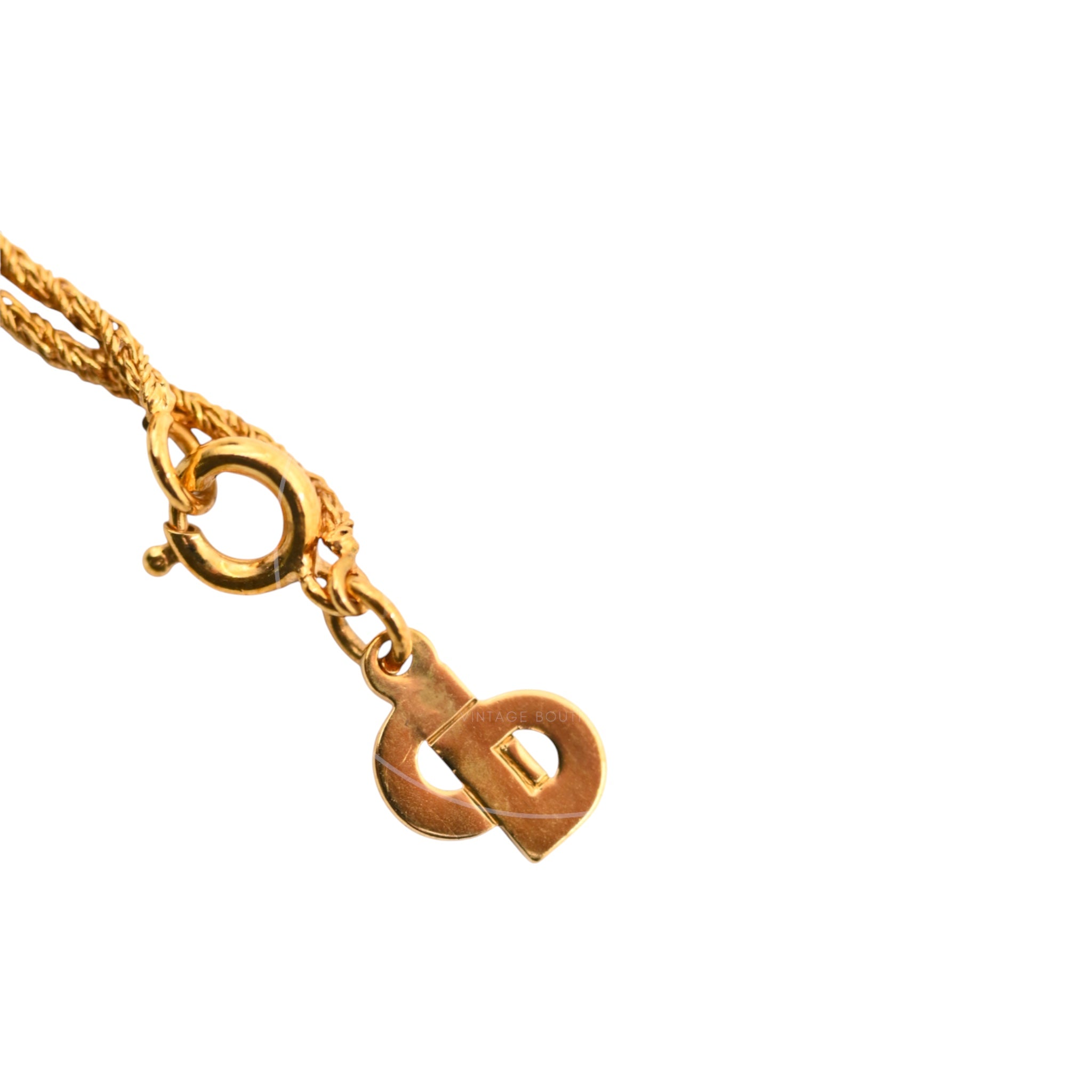 Dior Vintage Gold CD Logo Twist Knot Necklace