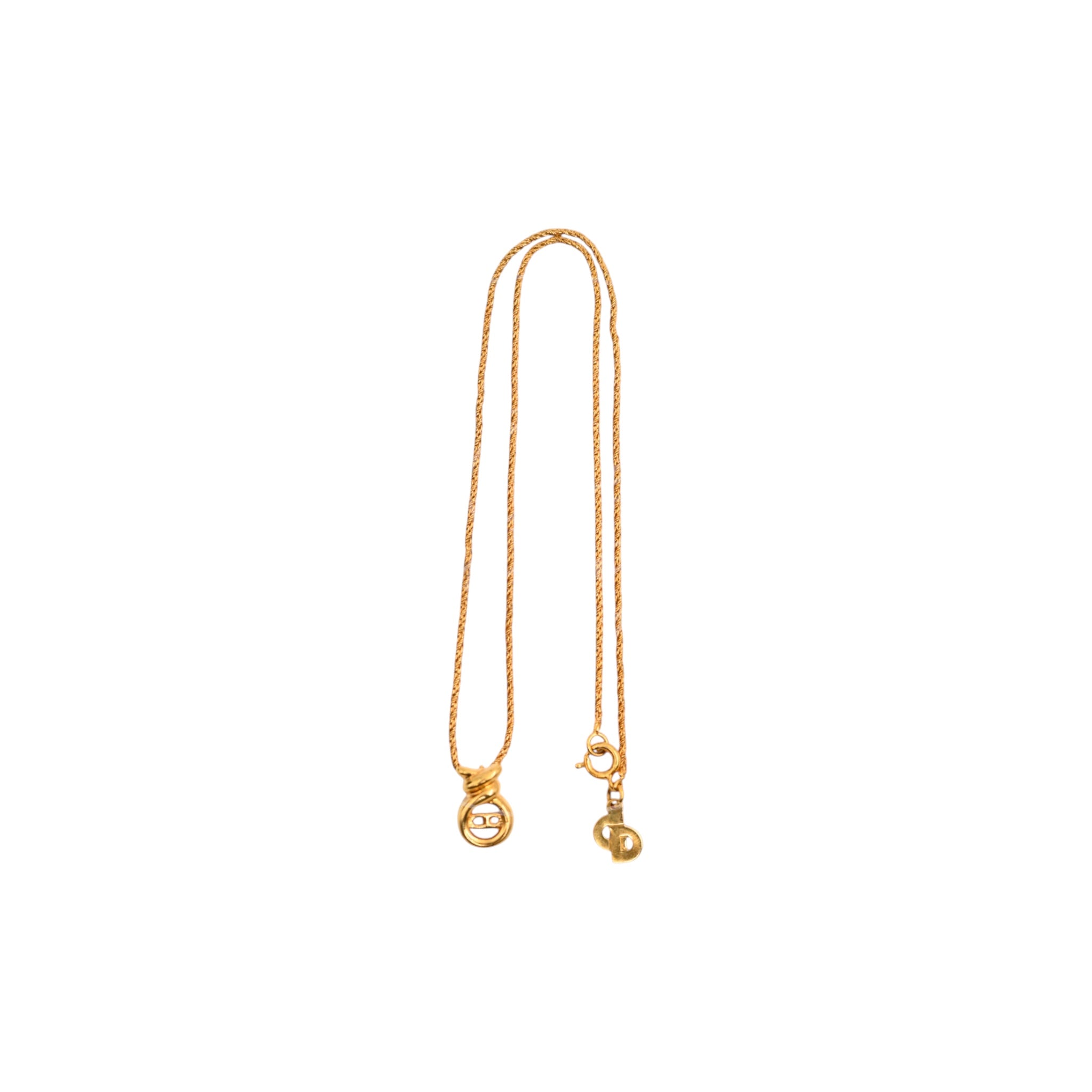 Dior Vintage Gold CD Logo Twist Knot Necklace