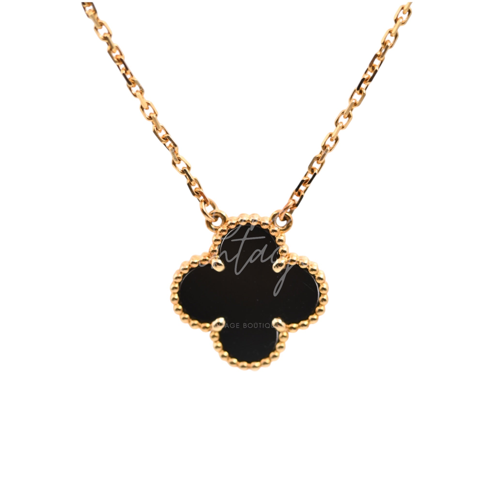 Van Cleef & Arpels Vintage Alhambra Necklace 18K Yellow Gold Onyx VCARA45800