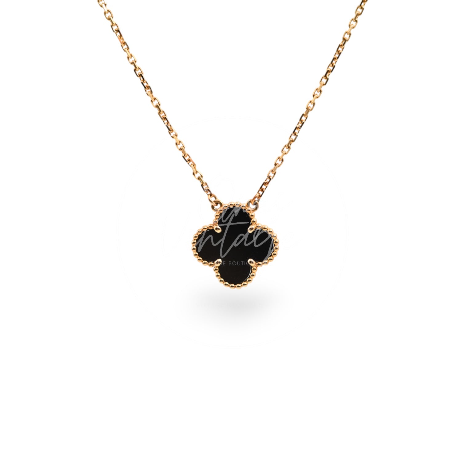 Van Cleef & Arpels Vintage Alhambra Necklace 18K Yellow Gold Onyx VCARA45800