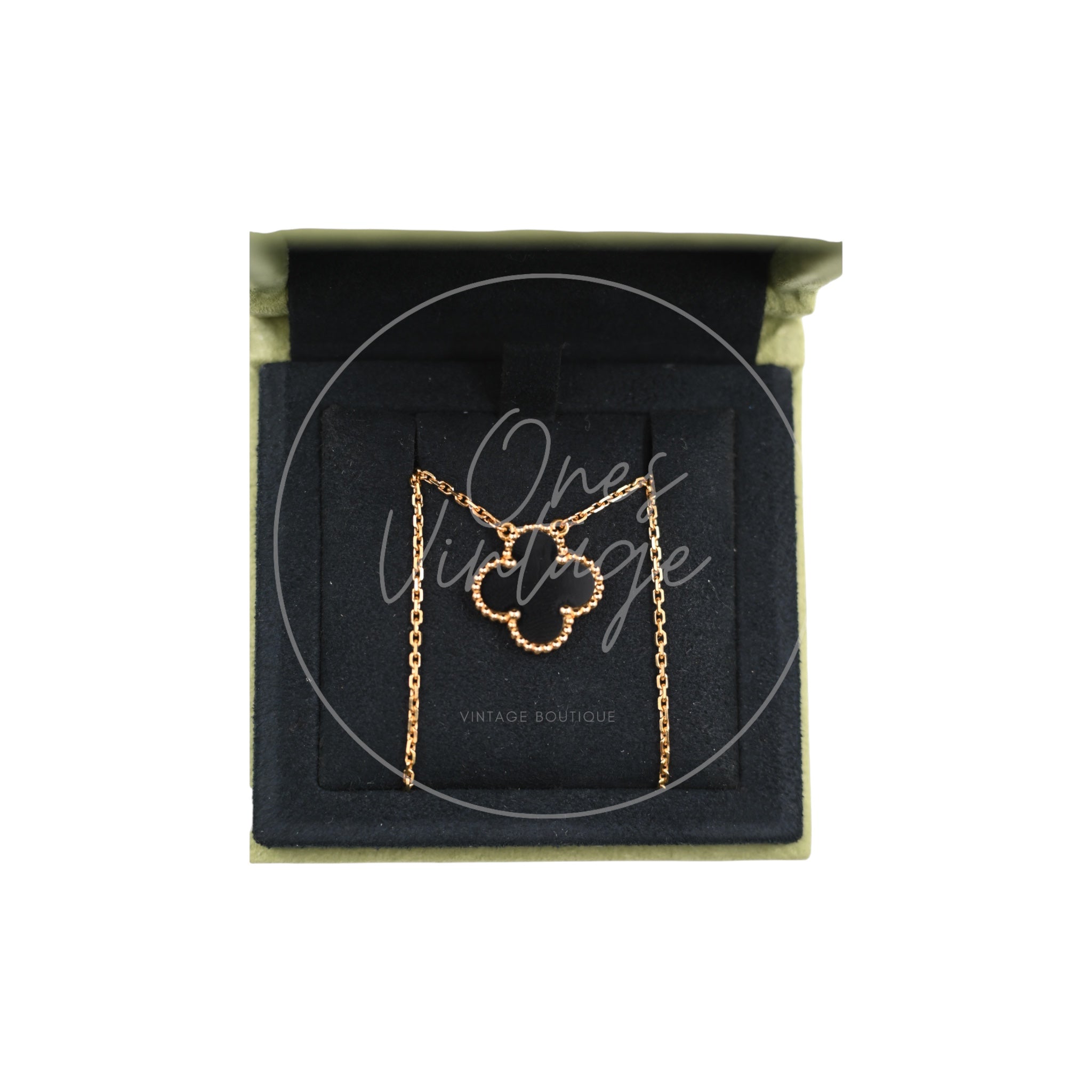 Van Cleef & Arpels Vintage Alhambra Necklace 18K Yellow Gold Onyx VCARA45800