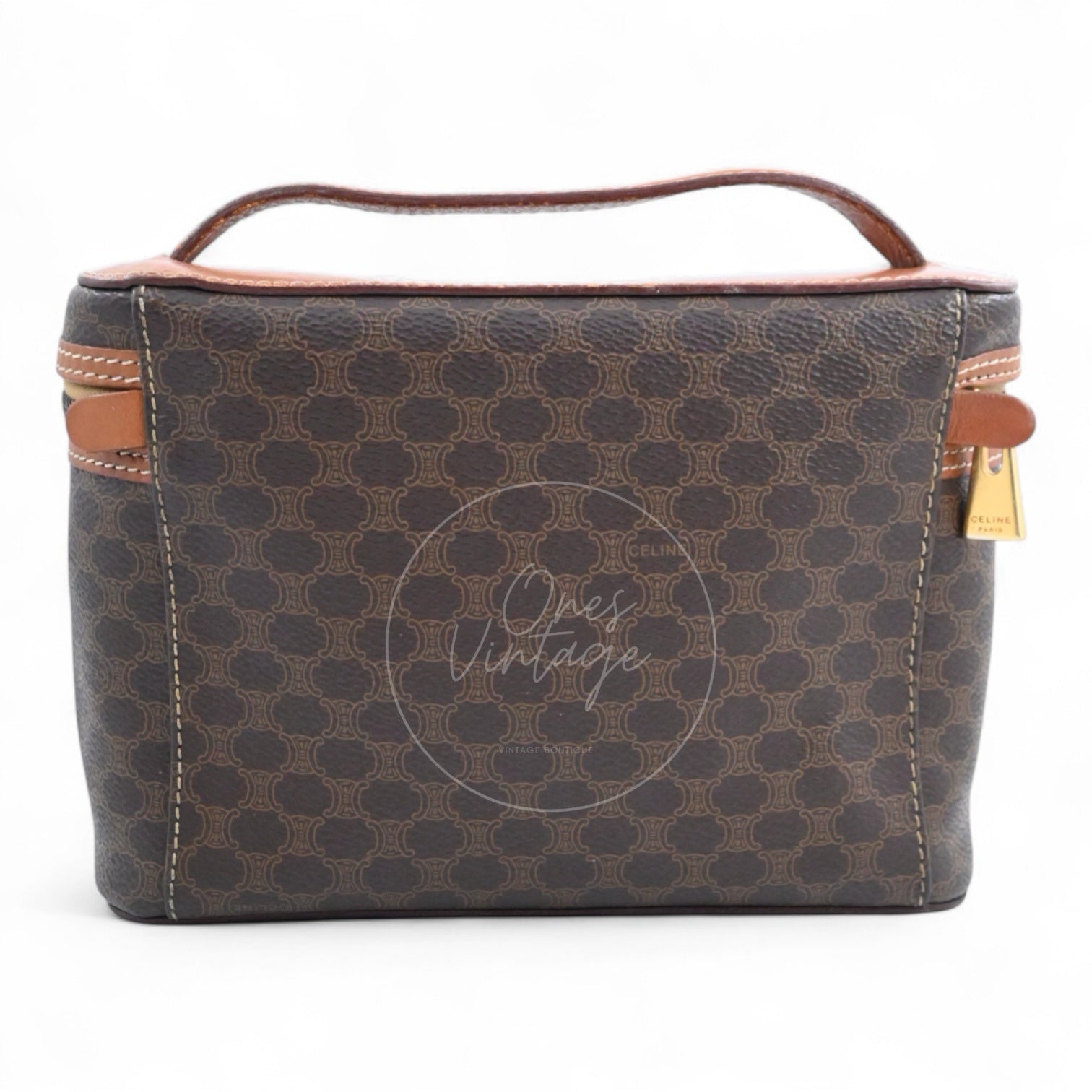 Celine Vintage Monogram Vanity GHW Brown