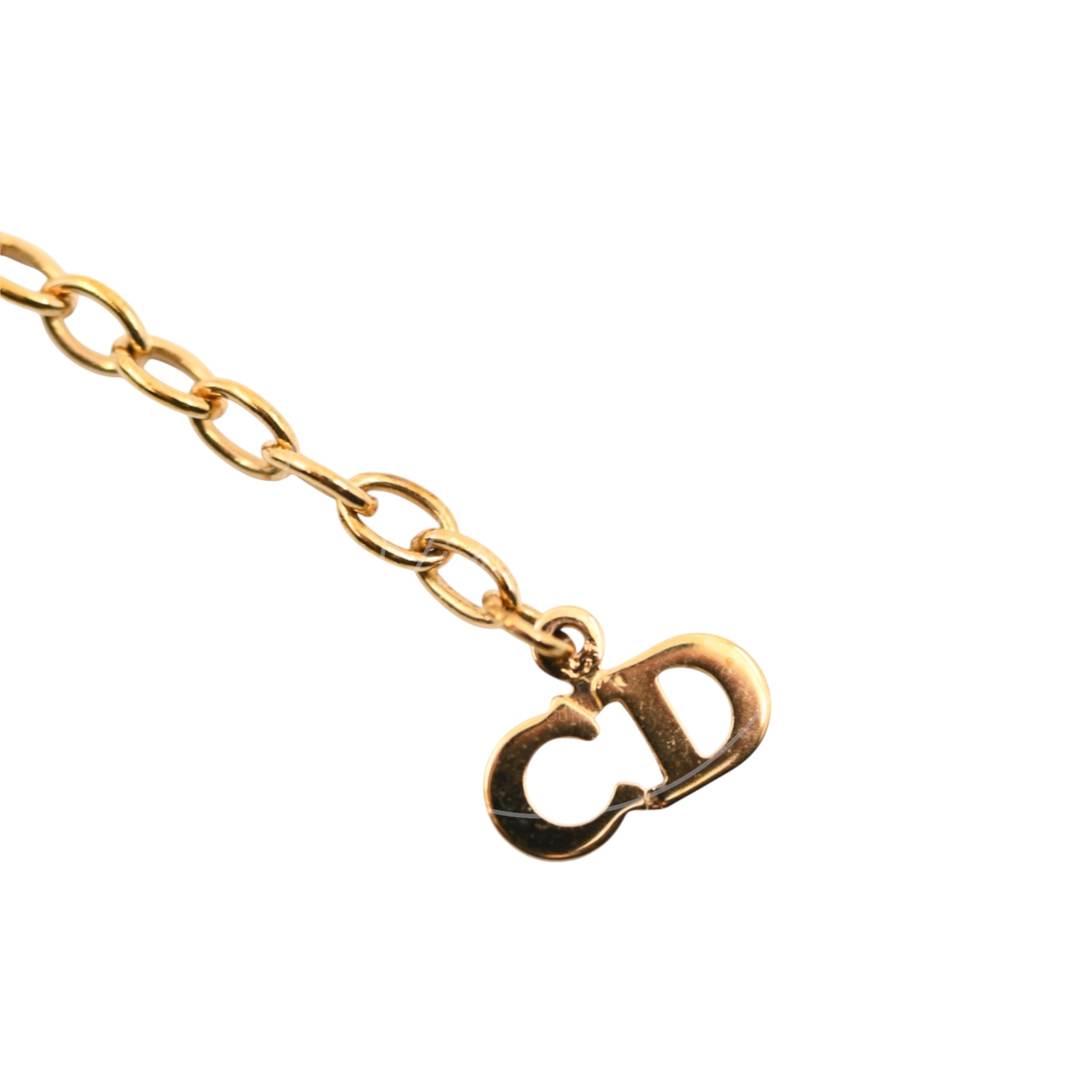 Dior Vintage Circle CD Logo Gold Necklace