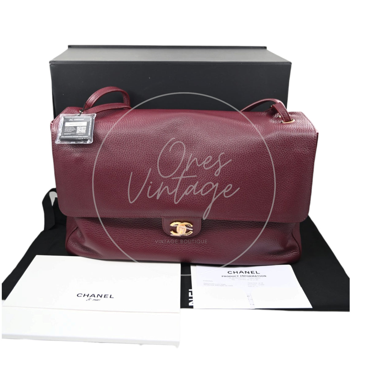 Chanel Maxi 38cm Flap Bag GHW Burgundy Series UC