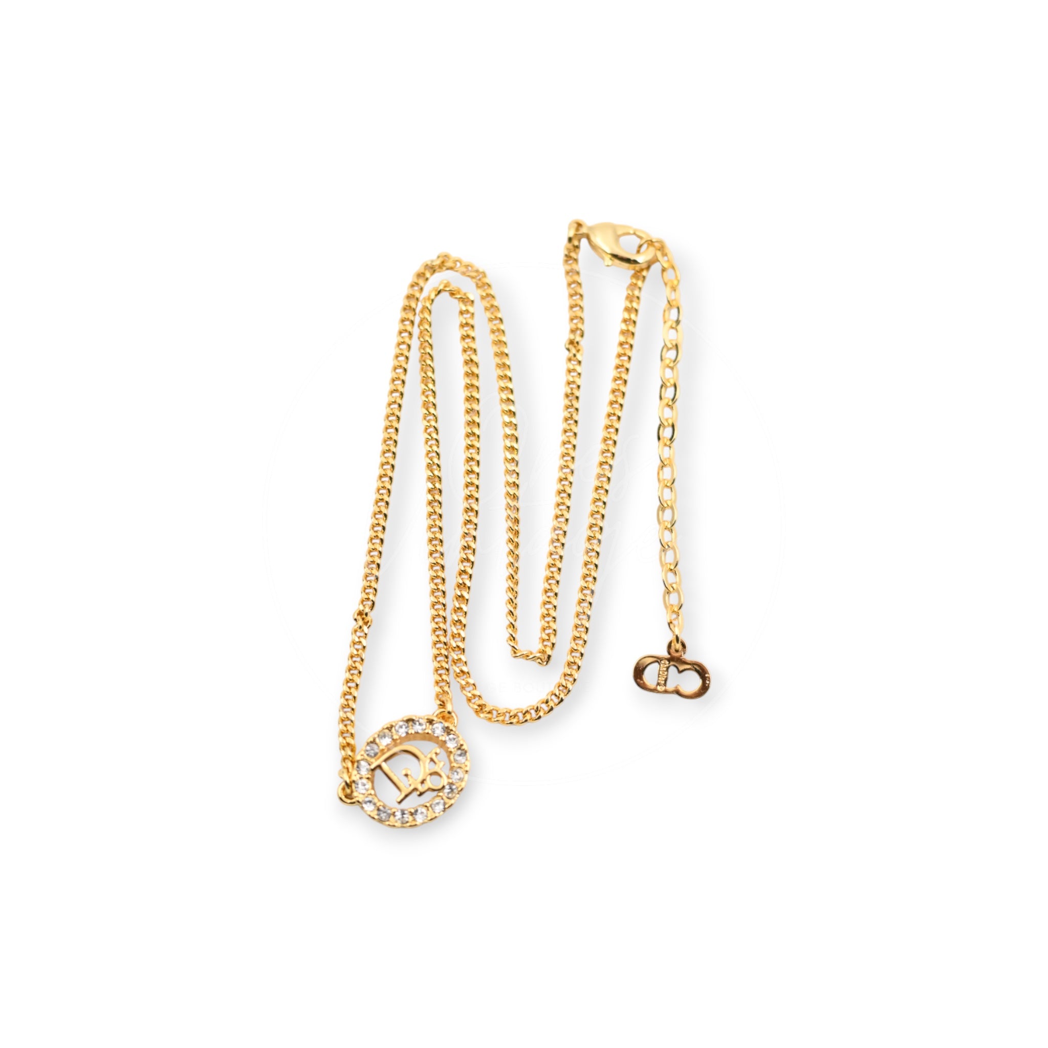 Christian Dior Crystal-embellished Logo-pendant Necklace