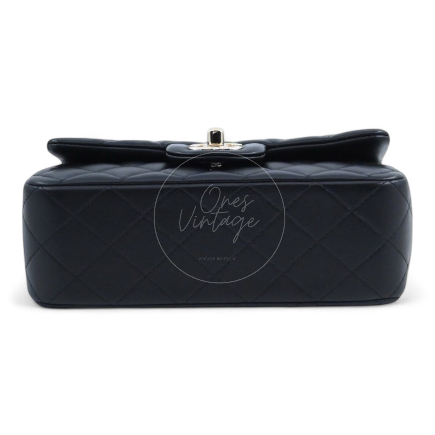 Chanel Lambskin Mini Rectangular Flap Bag With Top Handle GHW Black GH Series
