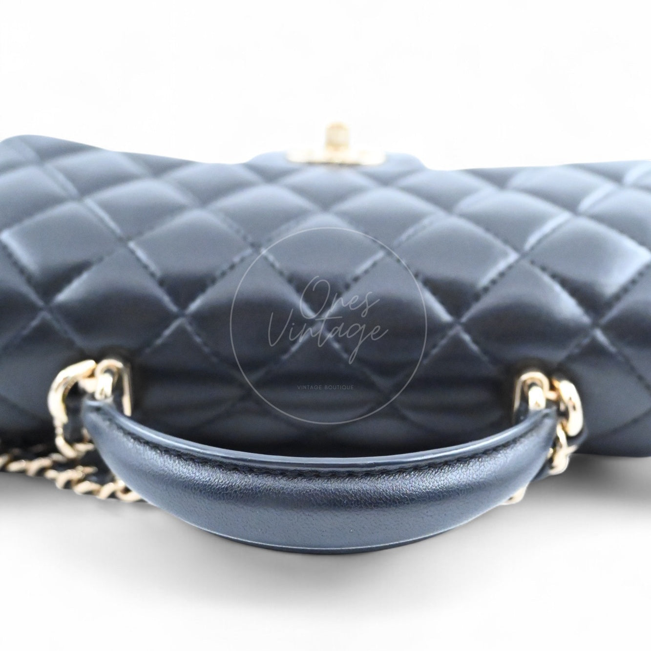 Chanel Lambskin Mini Rectangular Flap Bag With Top Handle GHW Black GH Series