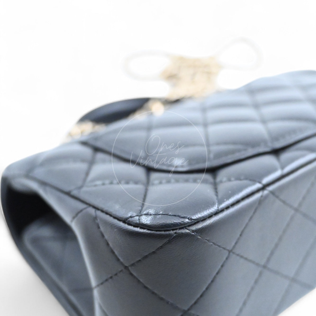 Chanel Lambskin Mini Rectangular Flap Bag With Top Handle GHW Black GH Series