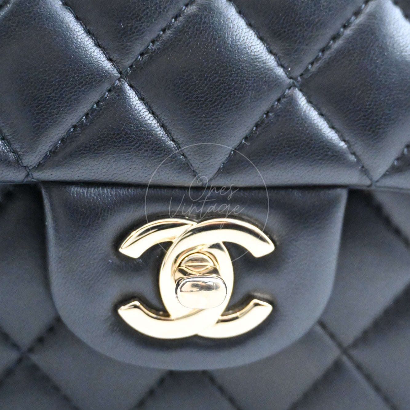 Chanel Lambskin Mini Rectangular Flap Bag With Top Handle GHW Black GH Series