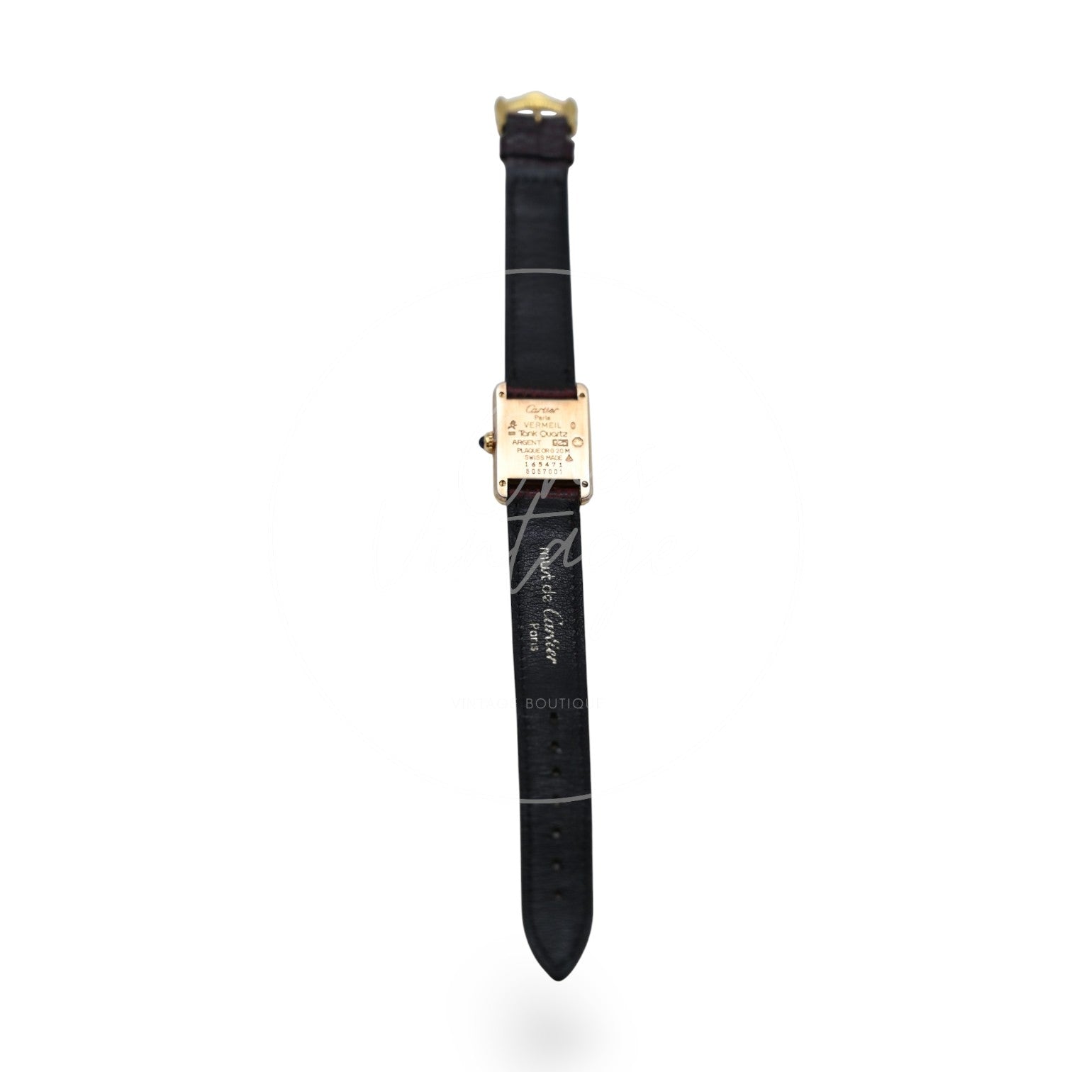Cartier Vermeil Tank Quatz Maroon