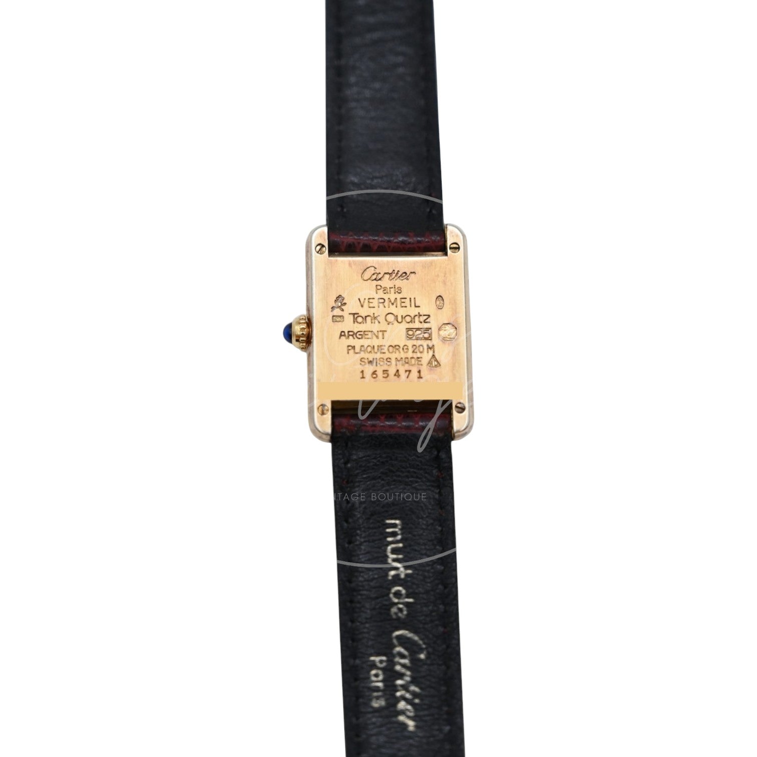 Cartier Vermeil Tank Quatz Maroon